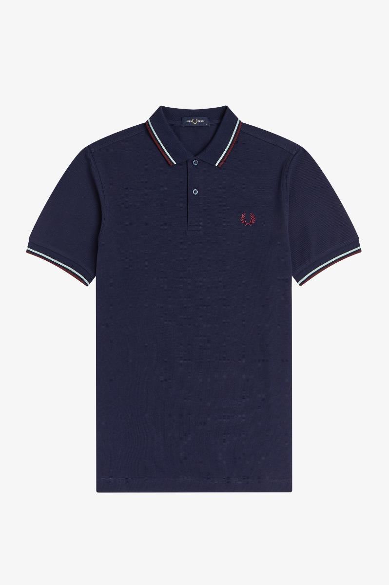Fred Perry Twin Tipped Polo Shirt M3600 Carbon Blue/Brighton Blue/Aubergine-XL