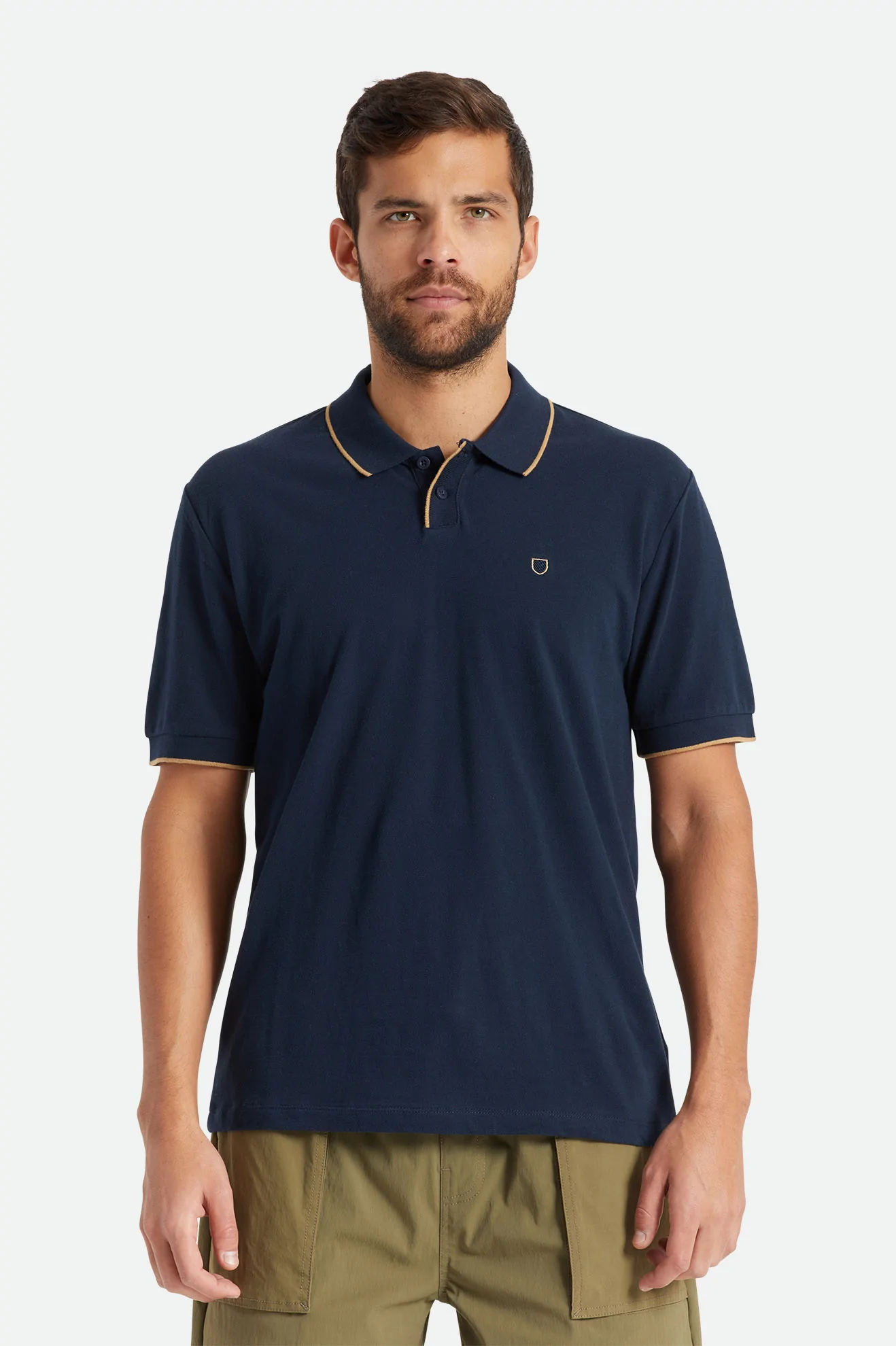 Brixton Knitted Polo Shirt in Navy