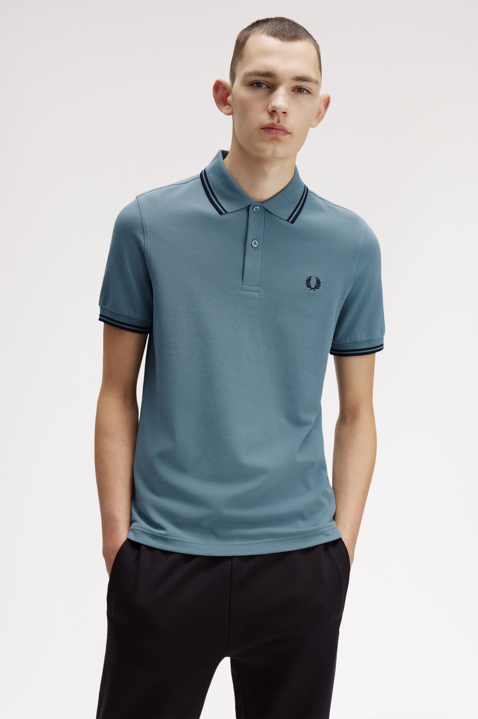 Fred Perry Twin Tipped Shirt in Stockport Blue/ Navy/ Navy