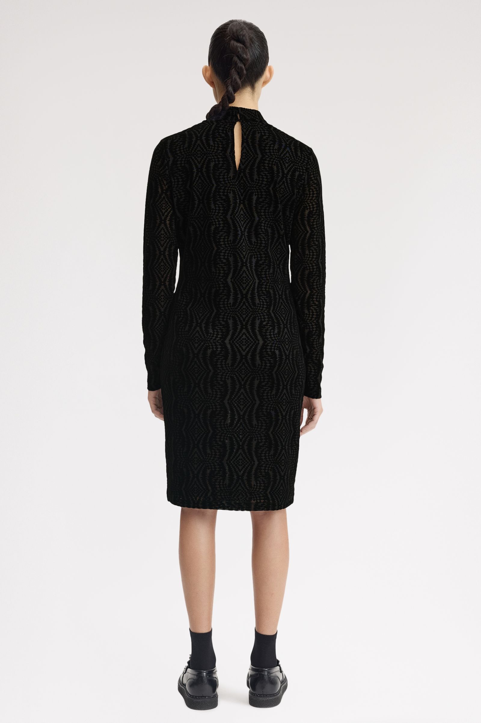 Fred Perry Flock Print Mesh Dress (Black)