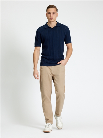 Ben Sherman Short Sleeve Wave Texture Polo (Dark Navy)
