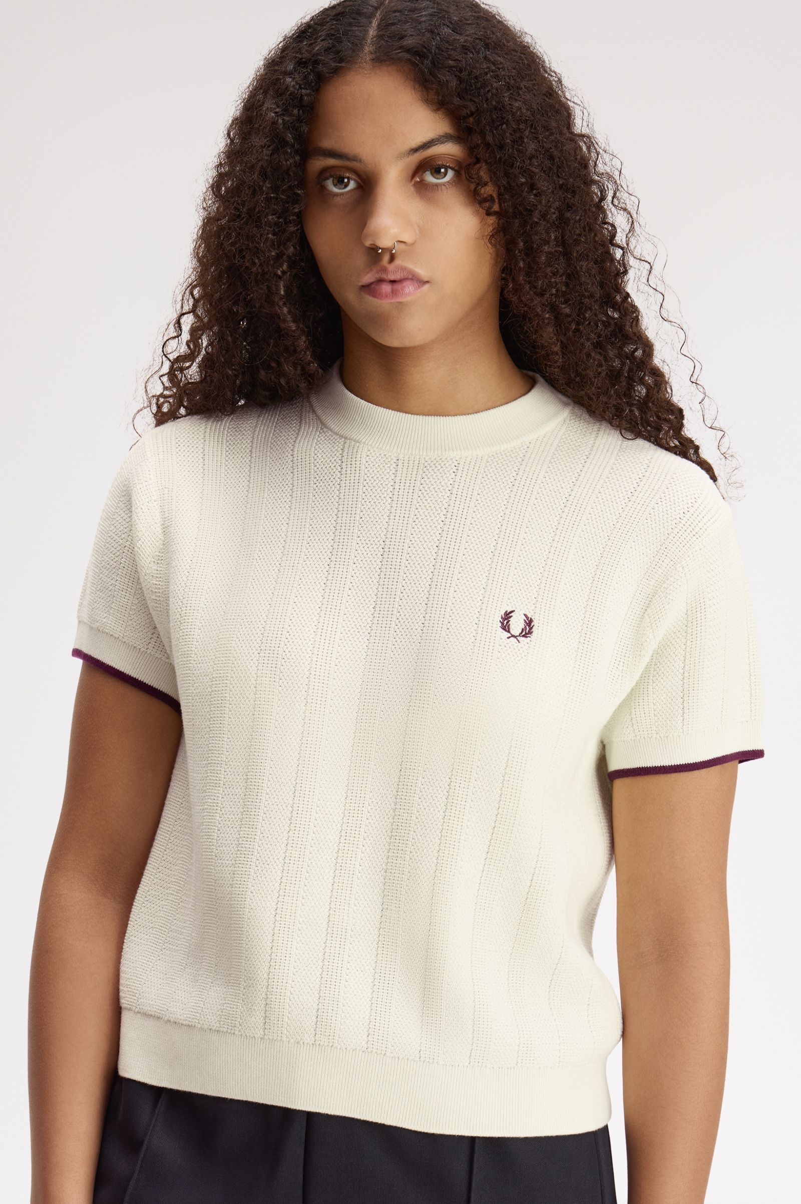 Fred Perry Textured Knitted Shirt (Ecru)