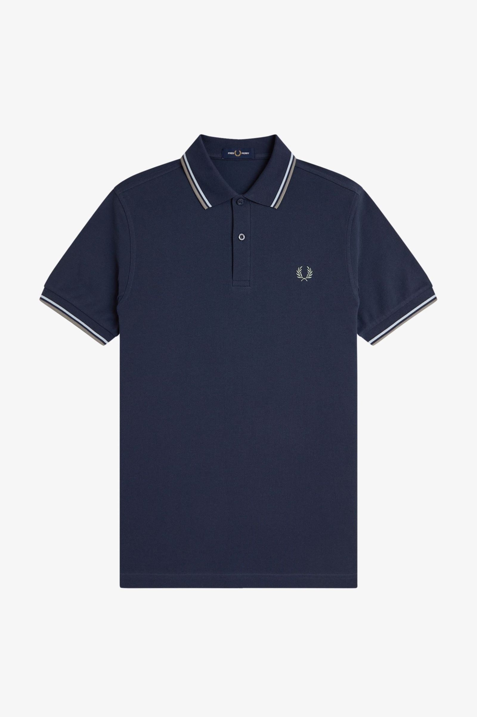 Fred Perry Twin Tipped Shirt in Dark Airforce/ Light Ice/ Bay Leaf