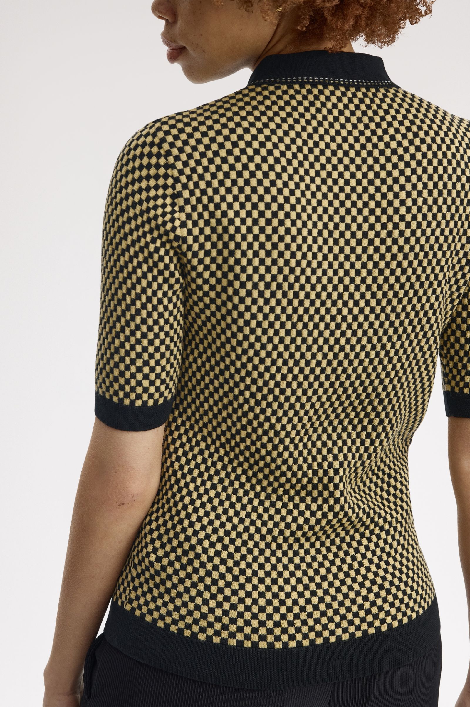 Fred Perry Chequerboard Knitted Shirt (Black)