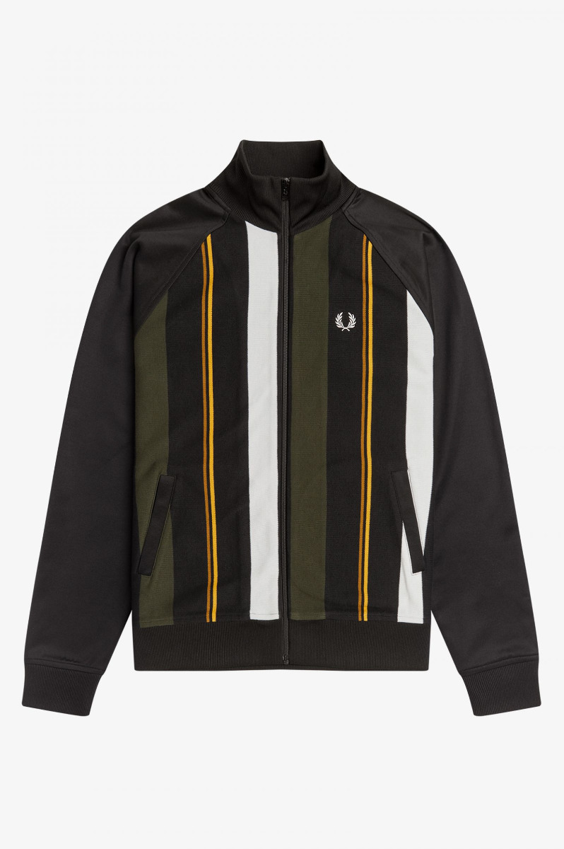 Fred Perry Knitted Stripe Track Jacket Black -M