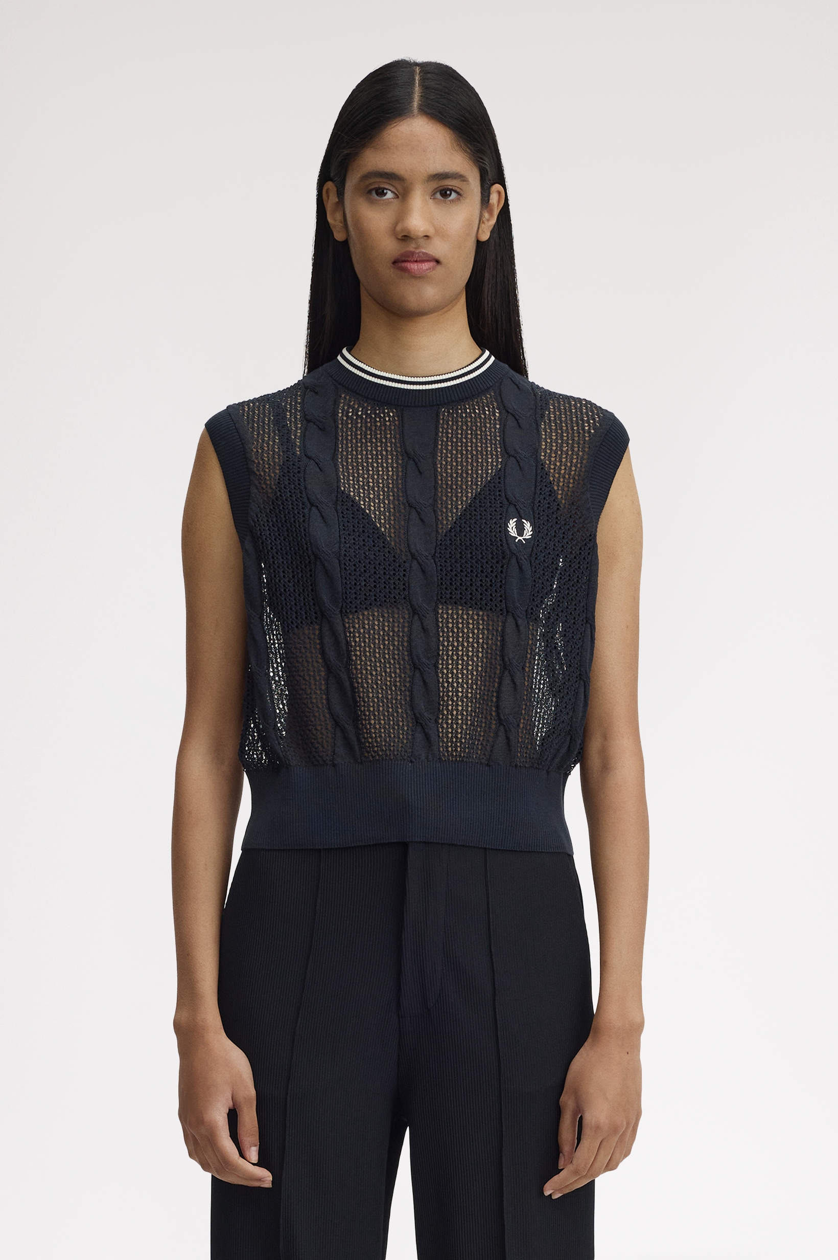 Fred Perry Mesh Cable Knit Tank (Navy)