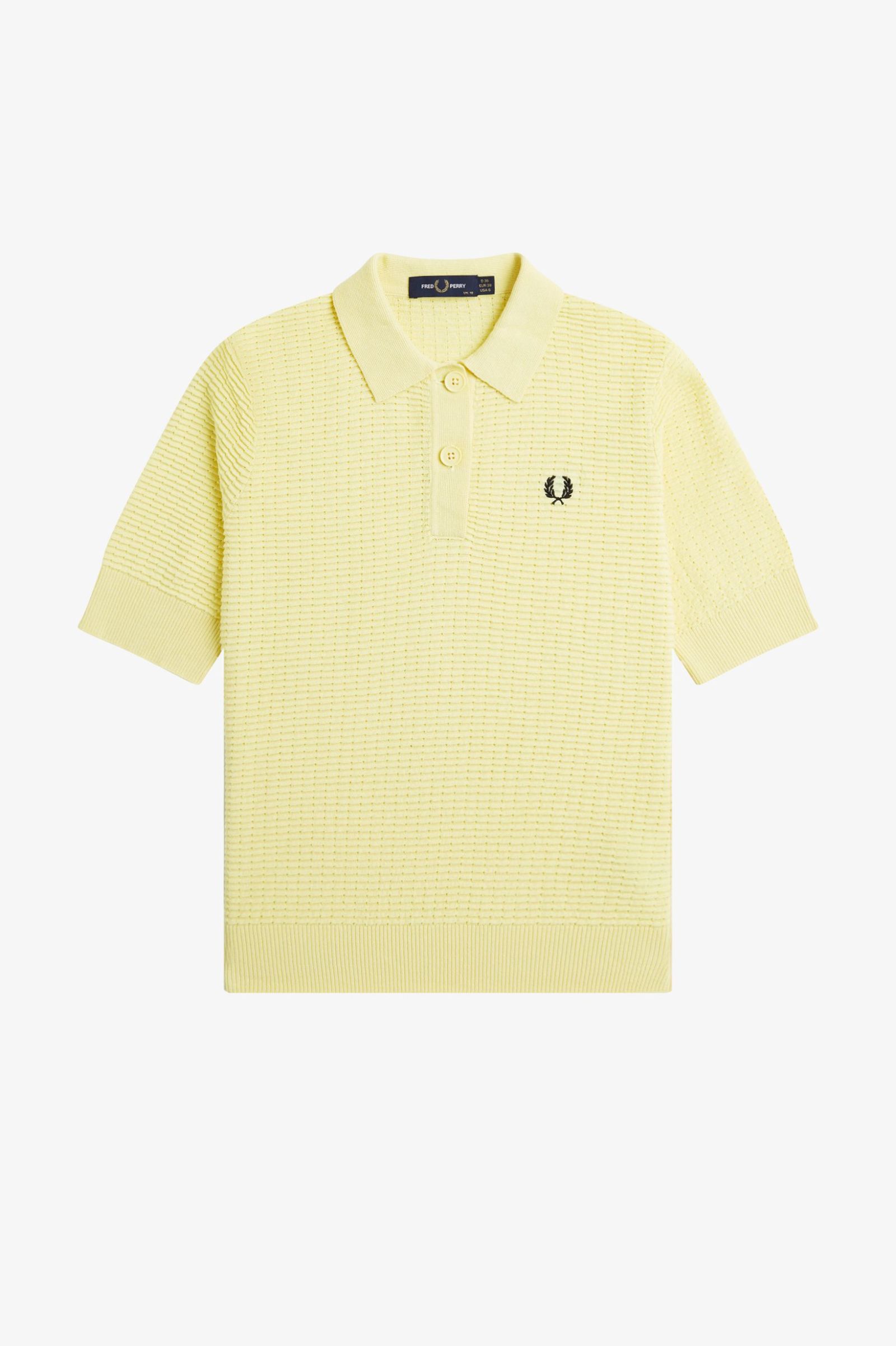 Fred Perry Texture Knit Polo Shirt in Champions Gold
