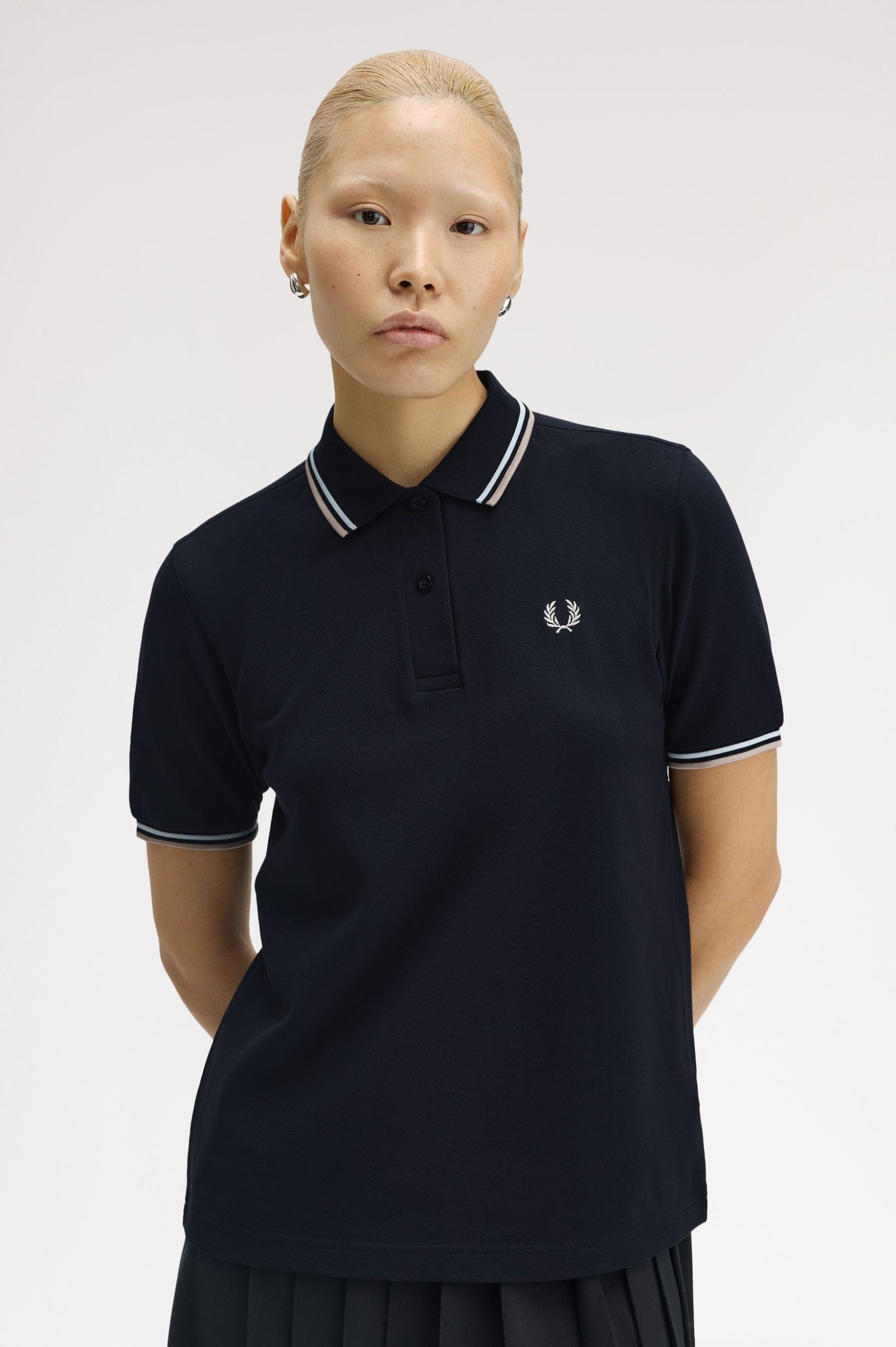 Fred Perry Twin Tipped Polo Shirt (Navy/Light Ice/Warm Oat)