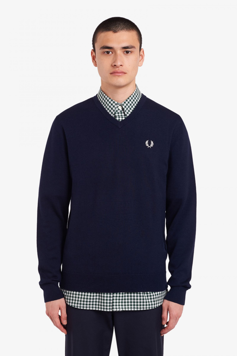 Fred Perry Classic V-Neck Jumper K9600 Navy-XL