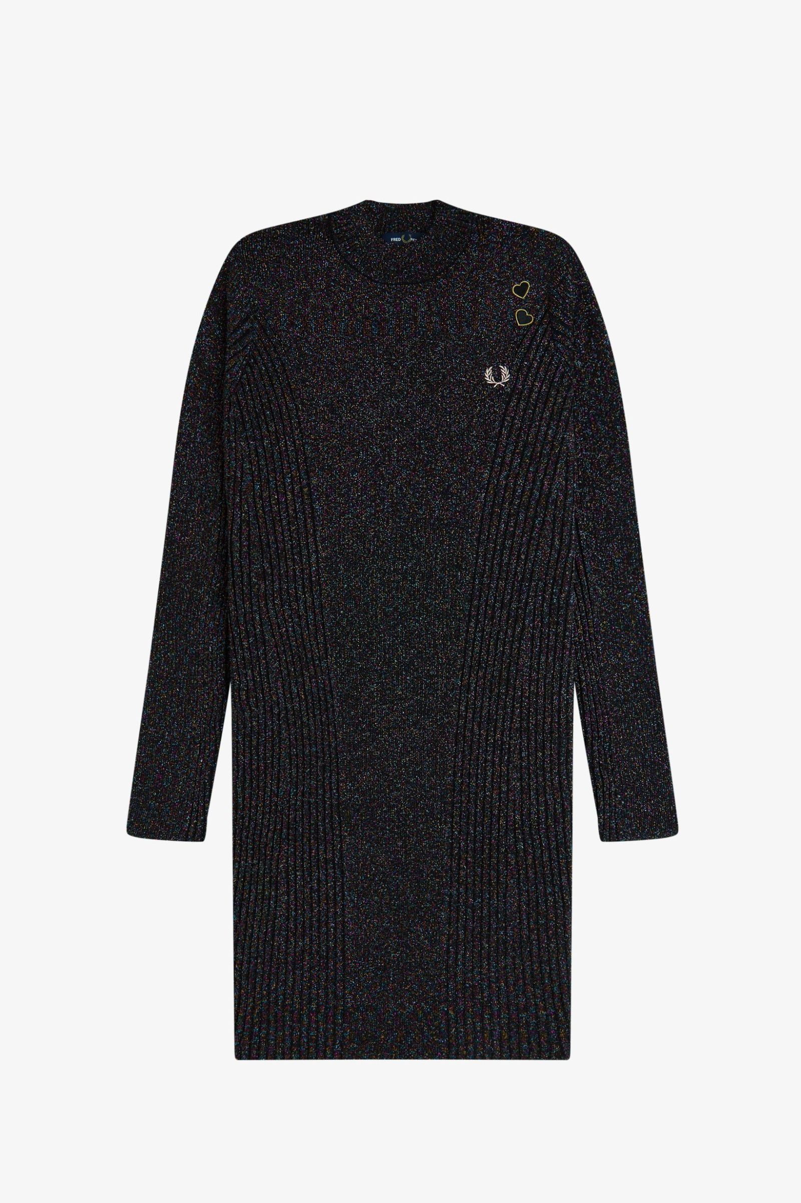 Fred Perry Amy Winehouse Metallic Ribbed Dress (Black) 