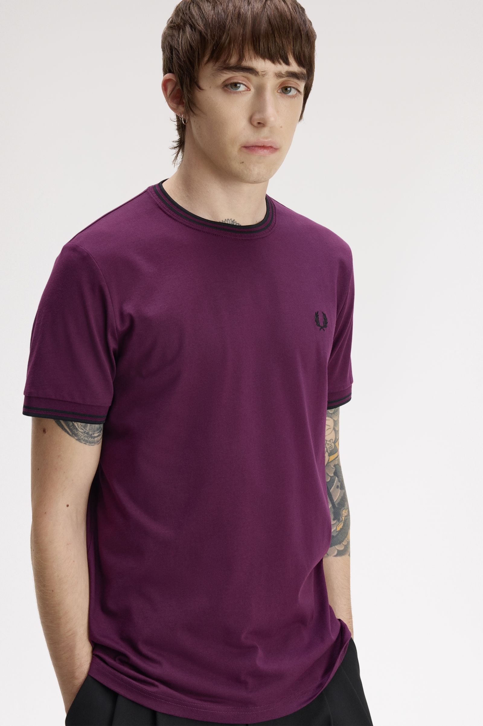 Fred Perry Twin Tipped T-Shirt (Plum/Black)