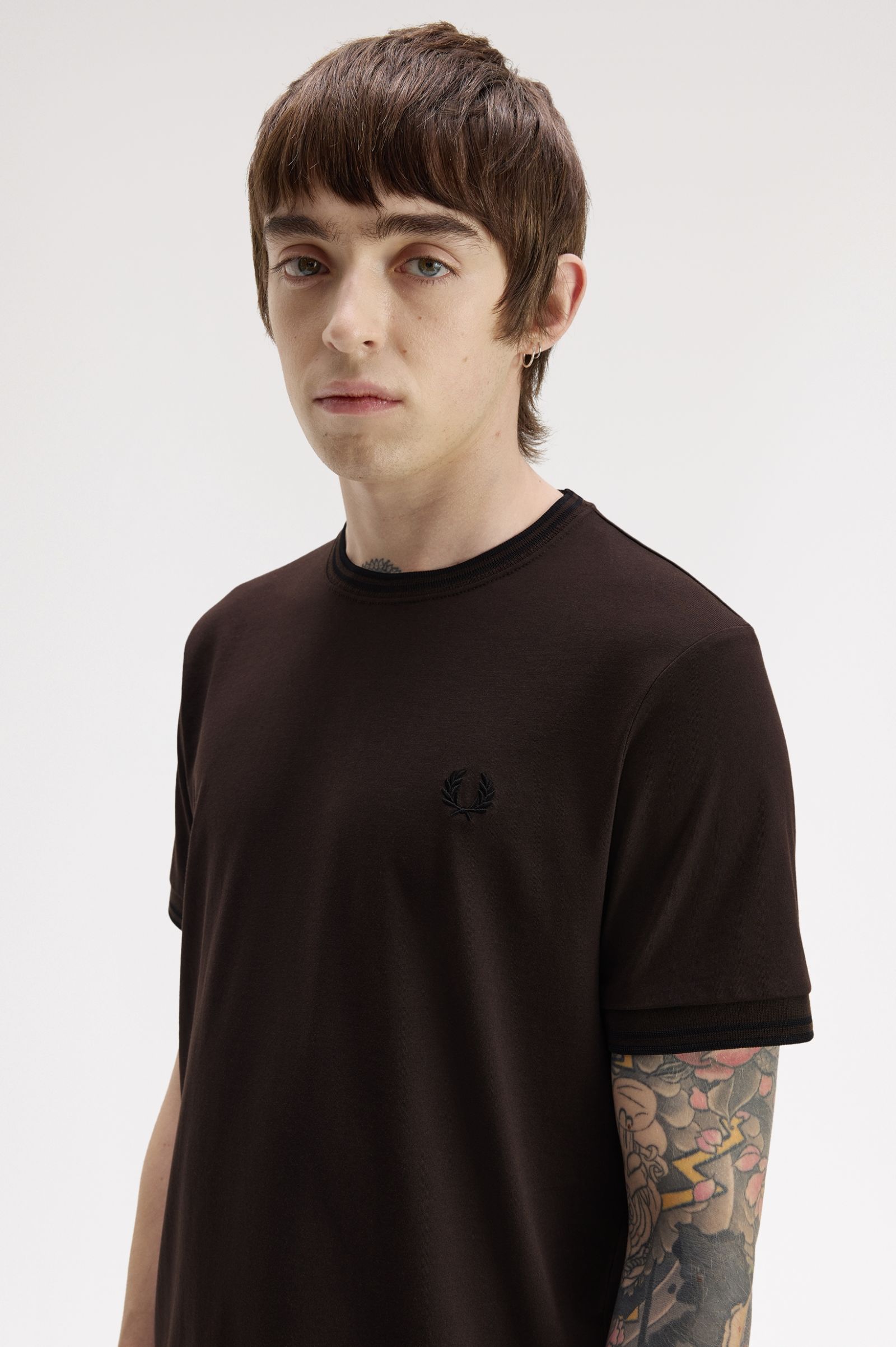 Fred Perry Twin Tipped T-Shirt (Rich Brown/Black)