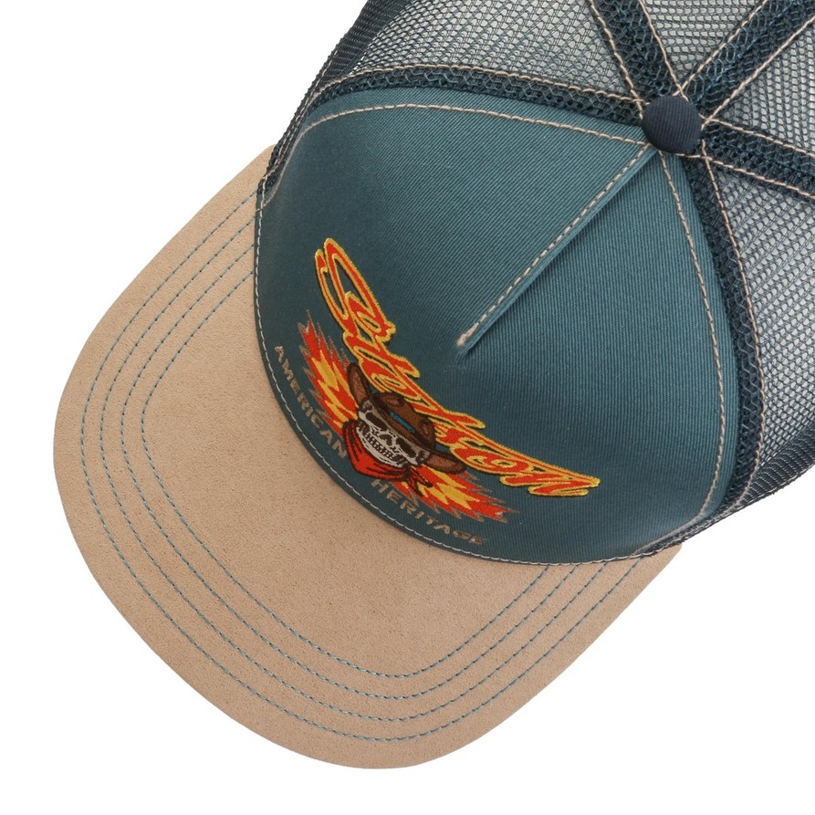Stetson Western Cowboy Skull Trucker Cap (Petrol Blue)