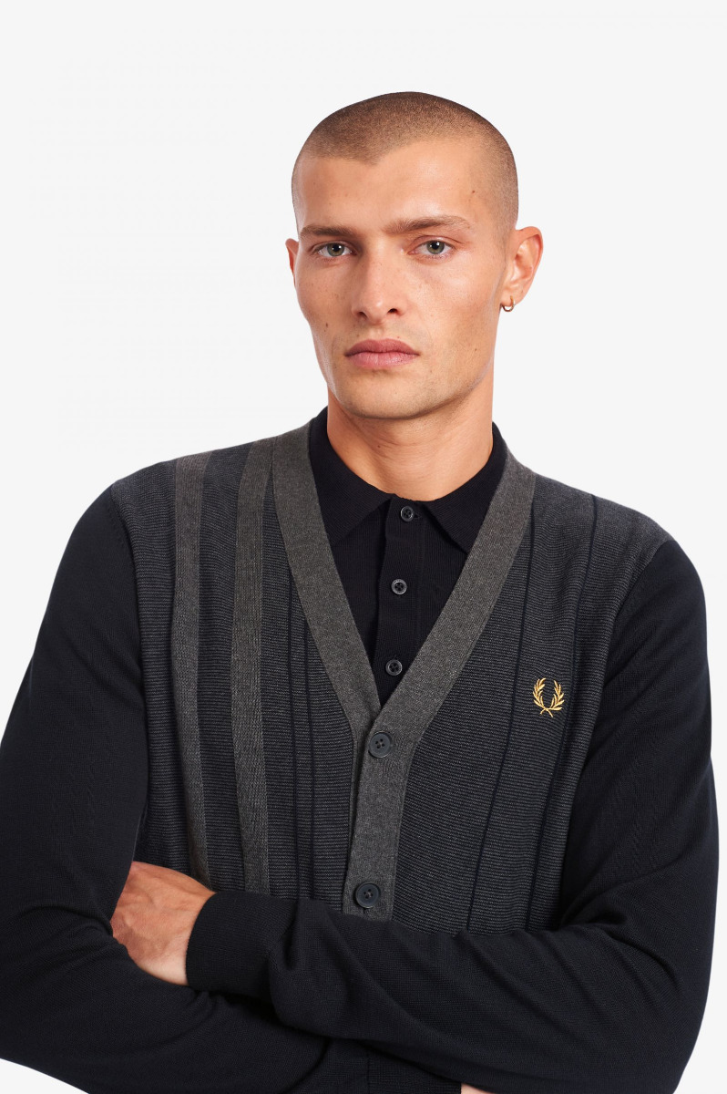 Fred Perry Cardigan Textured Stripe Navy K1532-L
