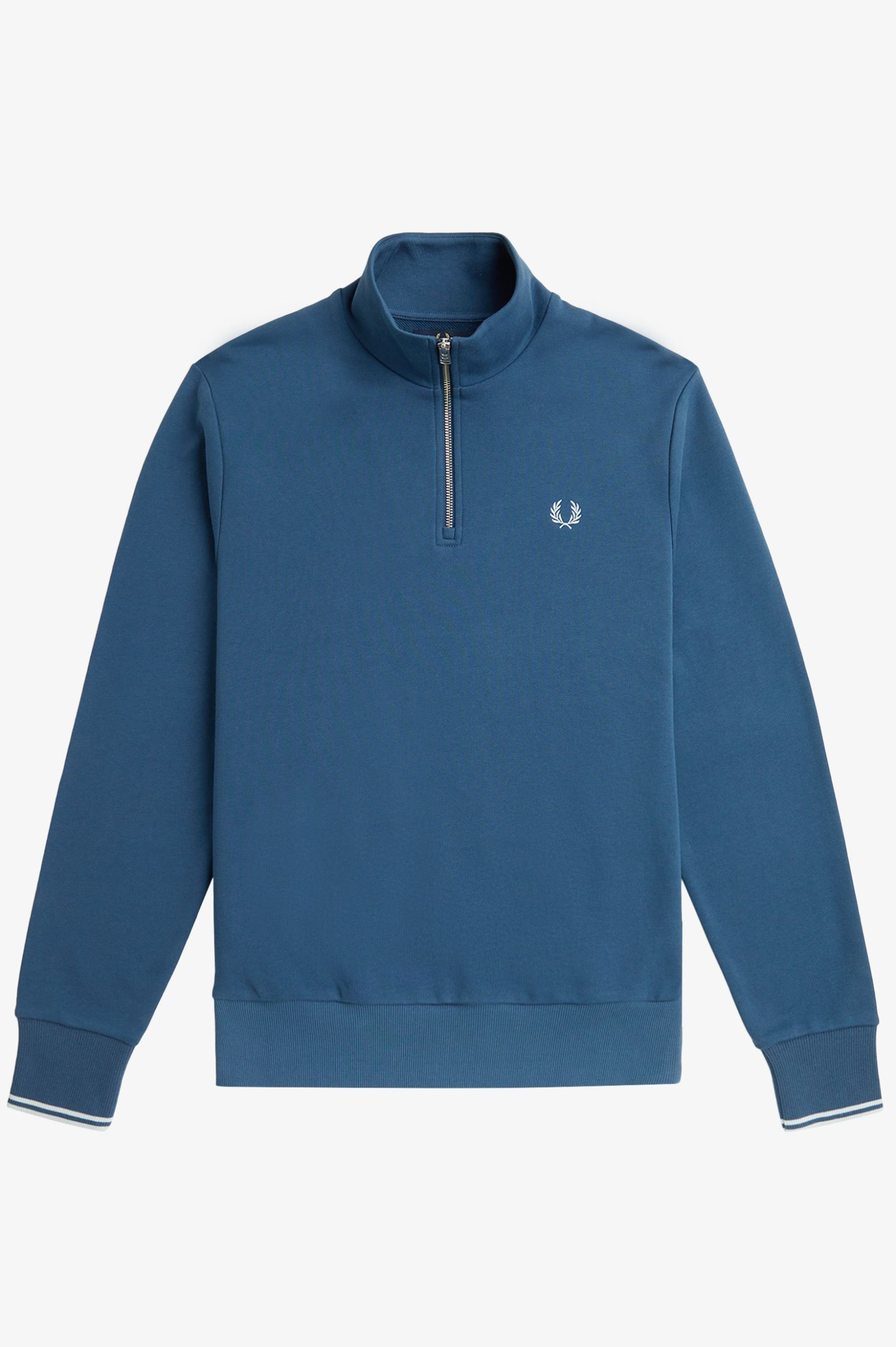 Fred Perry Half Zip Sweatshirt in Midnight Blue / Light Ice