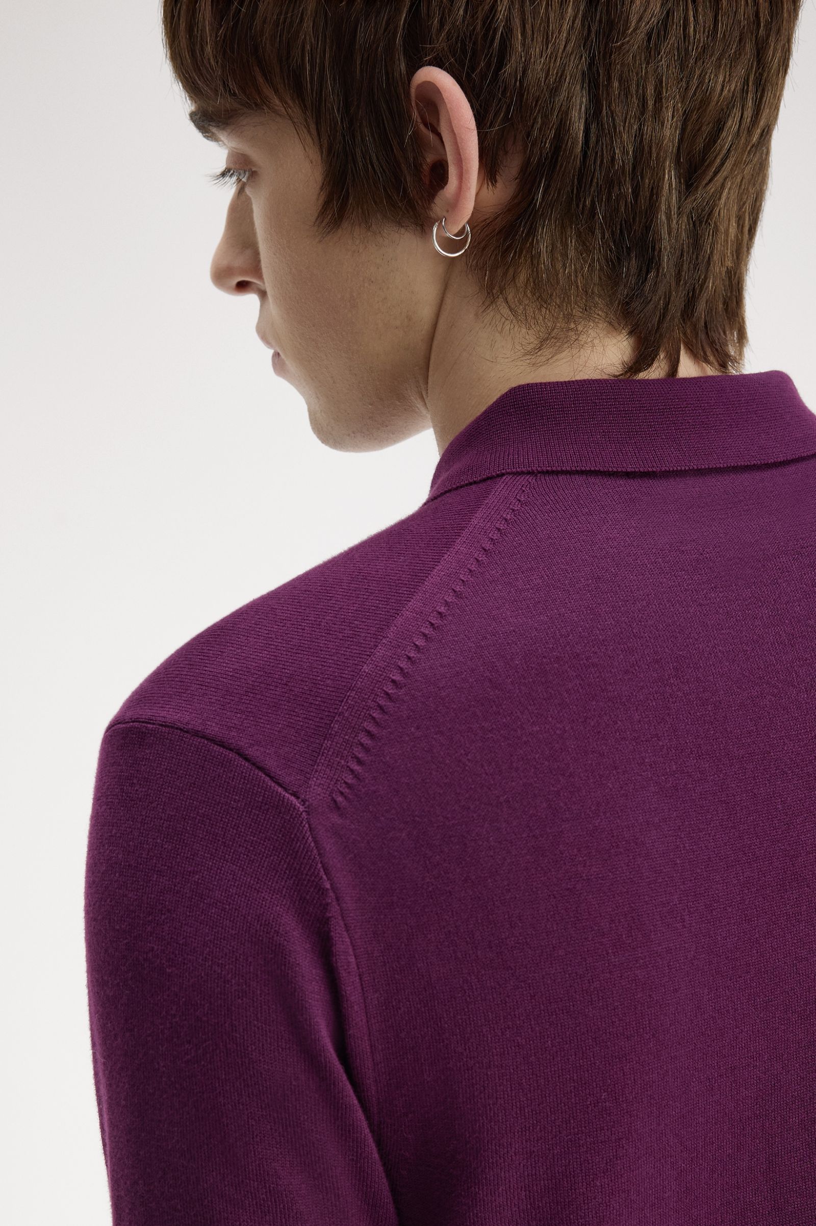 Fred Perry Cotton Knitted Shirt (Plum)