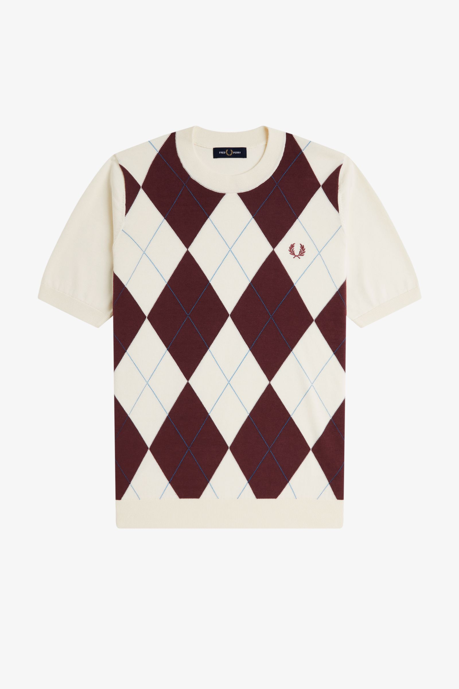 Fred Perry Argyle Knitted T-Shirt (Ecru)