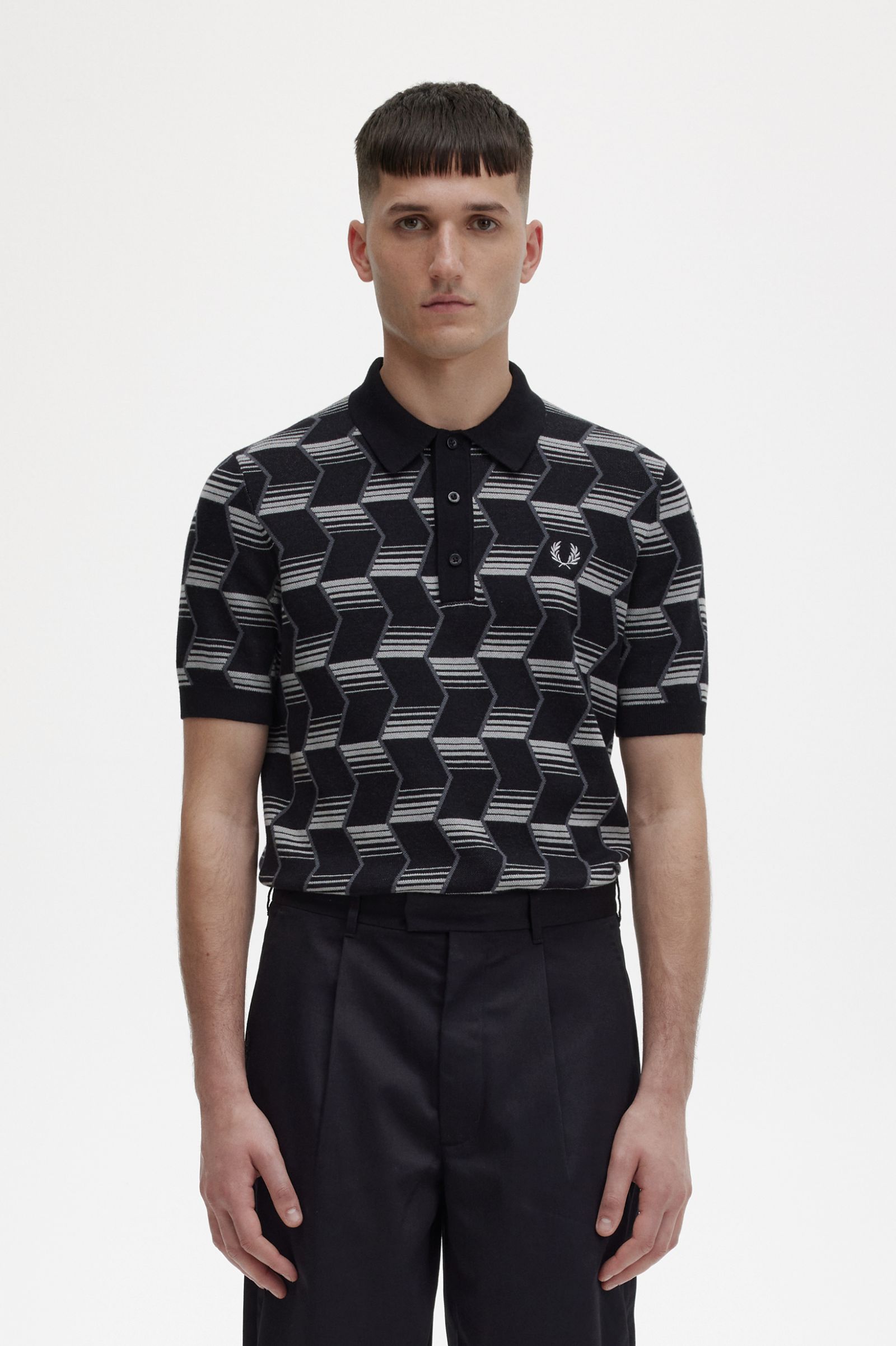 Fred Perry Chevron Stripe Shirt in Black