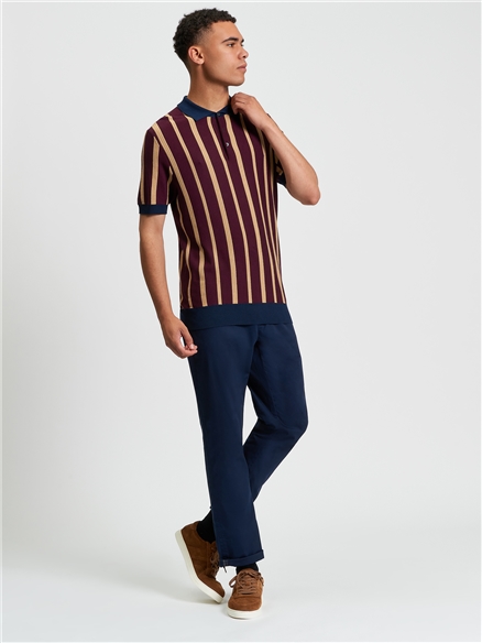 Ben Sherman Raised Stripe Polo (Dark Wine)