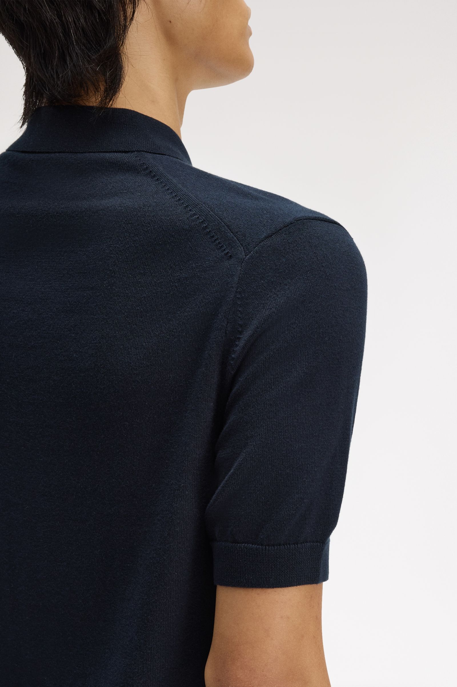 Fred Perry Long Staple Cotton Knitted Shirt (Navy)