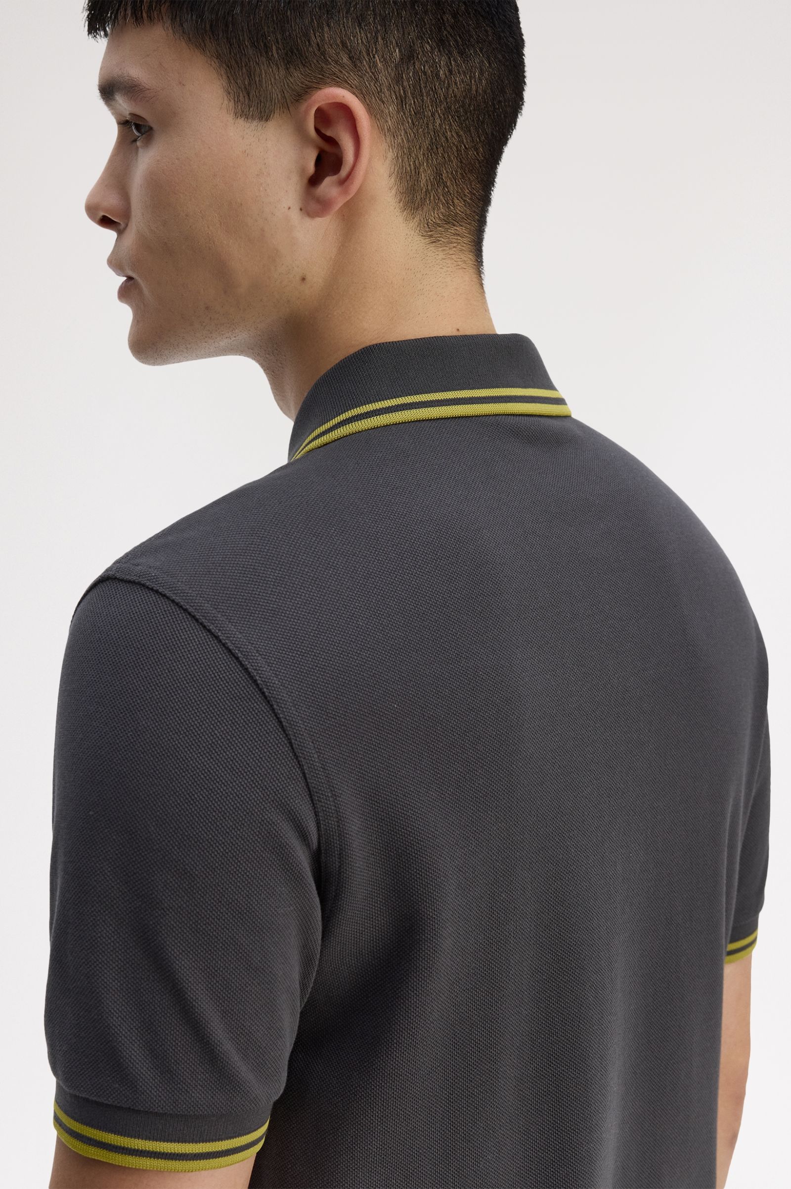 Fred Perry M3600 Twin Tipped Polo Shirt (Anchorgrey/Tennisball Yellow)