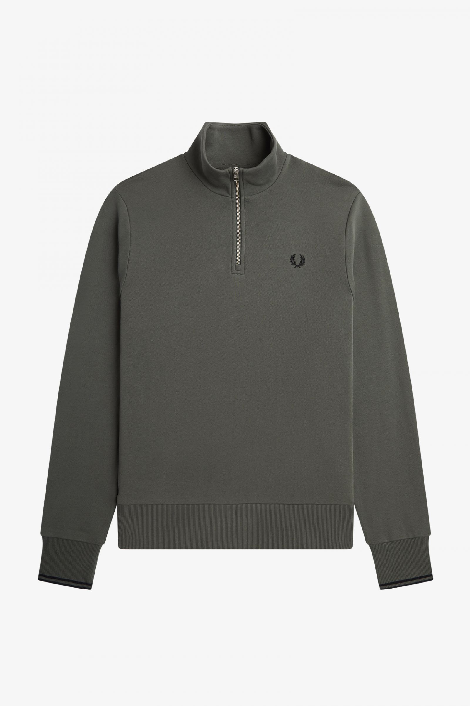 Fred Perry Half Zip Sweatshirt in Field Green M3574