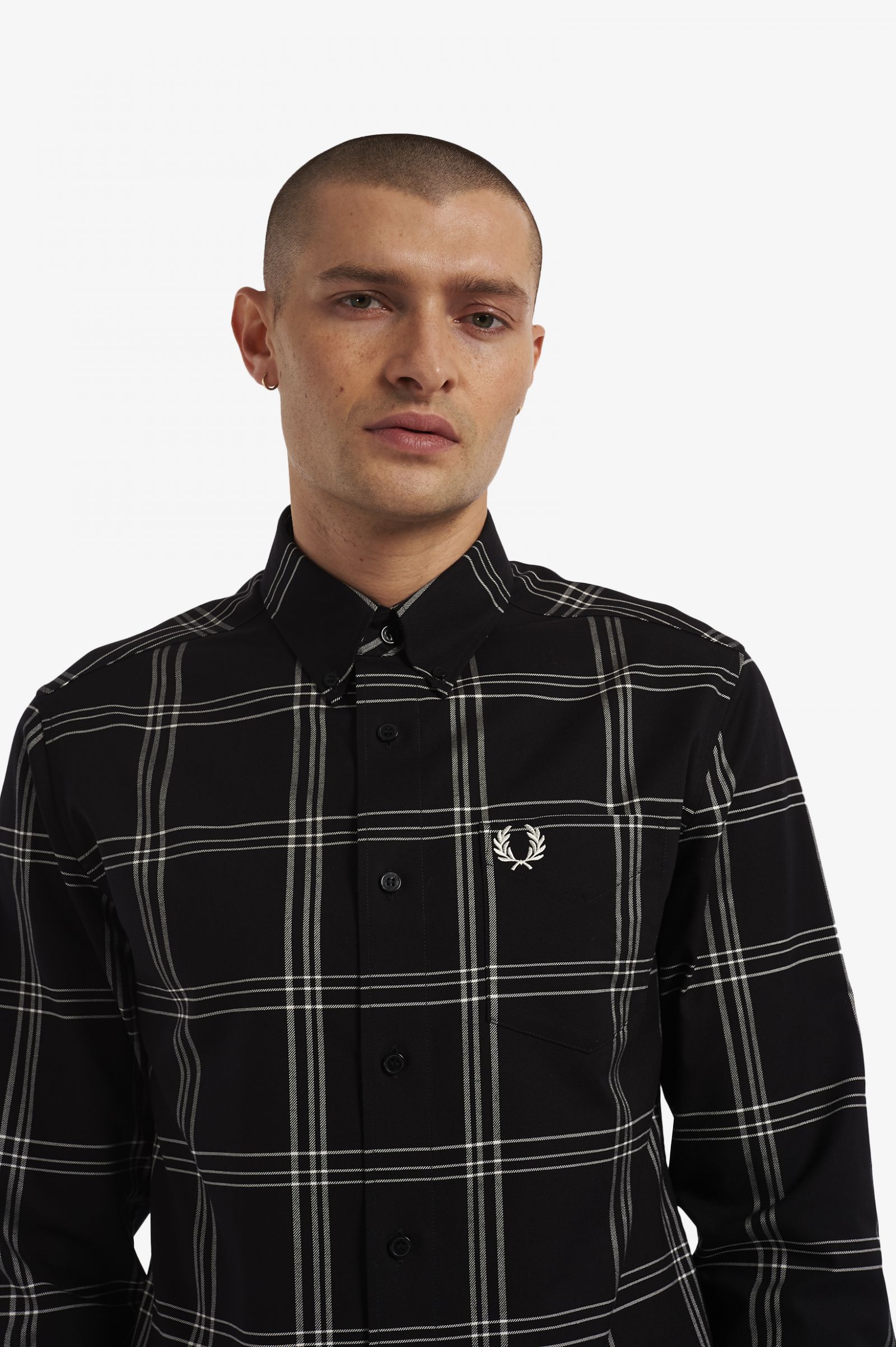 Fred Perry Twillhemd Karo in Schwarz