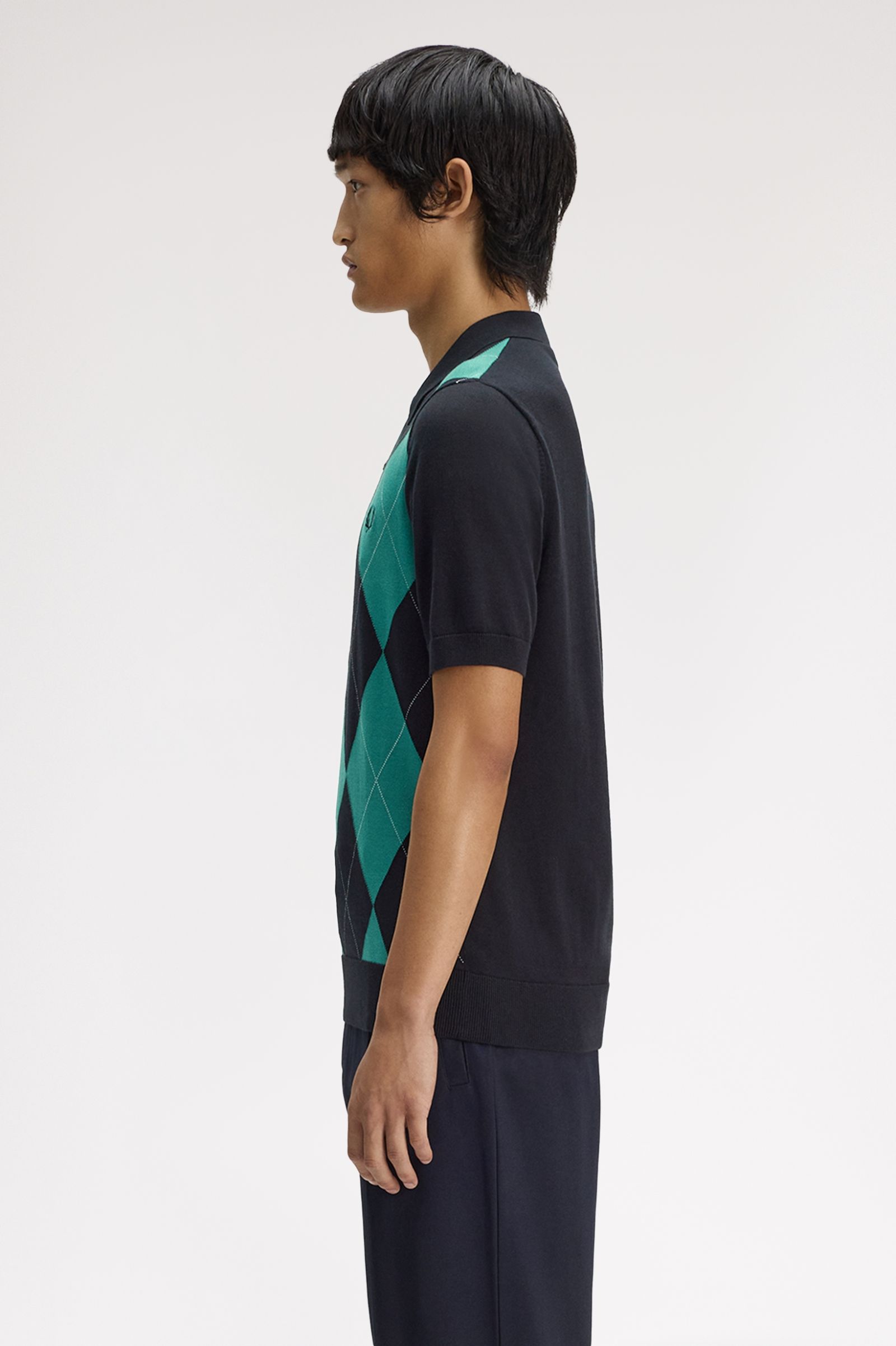 Fred Perry Argyle Knitted Shirt (Black)