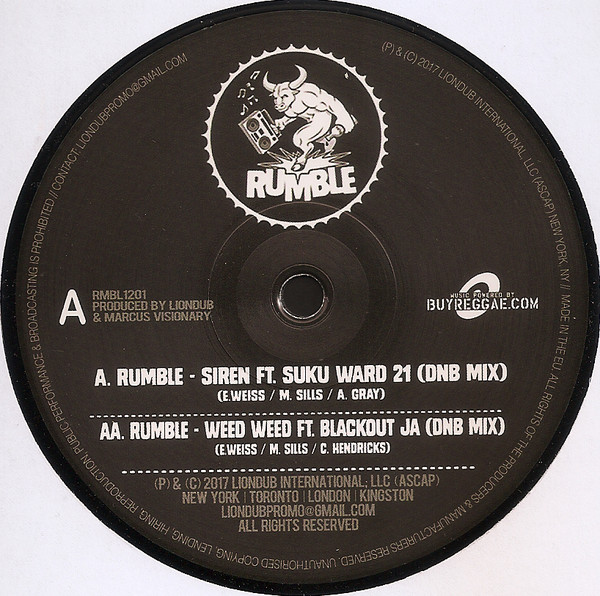 Rumble - Siren Ft. Suku Ward 21 (DnB Mix) / Weed Weed Ft. Blackout Ja (DnB Mix) (12")