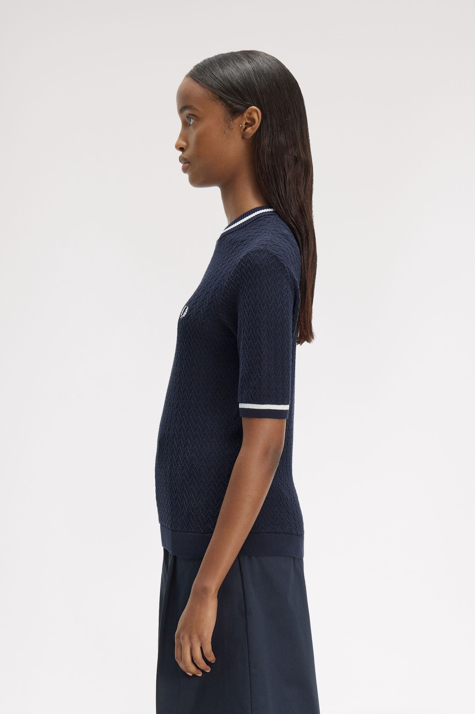 Fred Perry Textured Knitted Top (Navy)