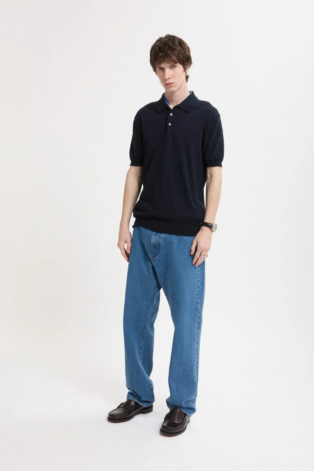 Baracuta Short Sleeve Knit Polo (Deep Blue)