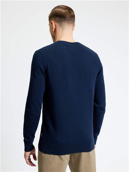 Ben Sherman Textured Front Crew Neck (Dark Navy)