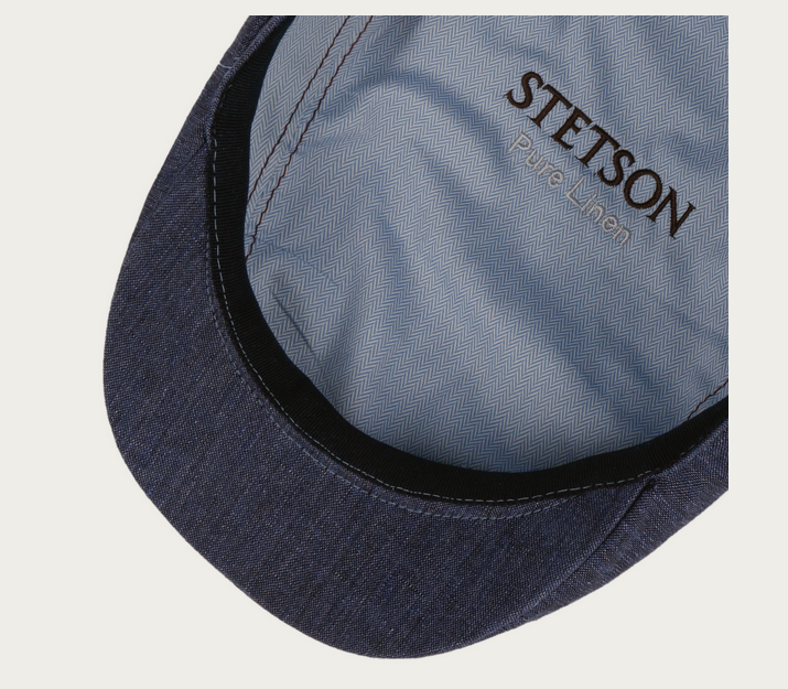 Stetson Bricksford 8 Panel Linen Flat Cap in Denim