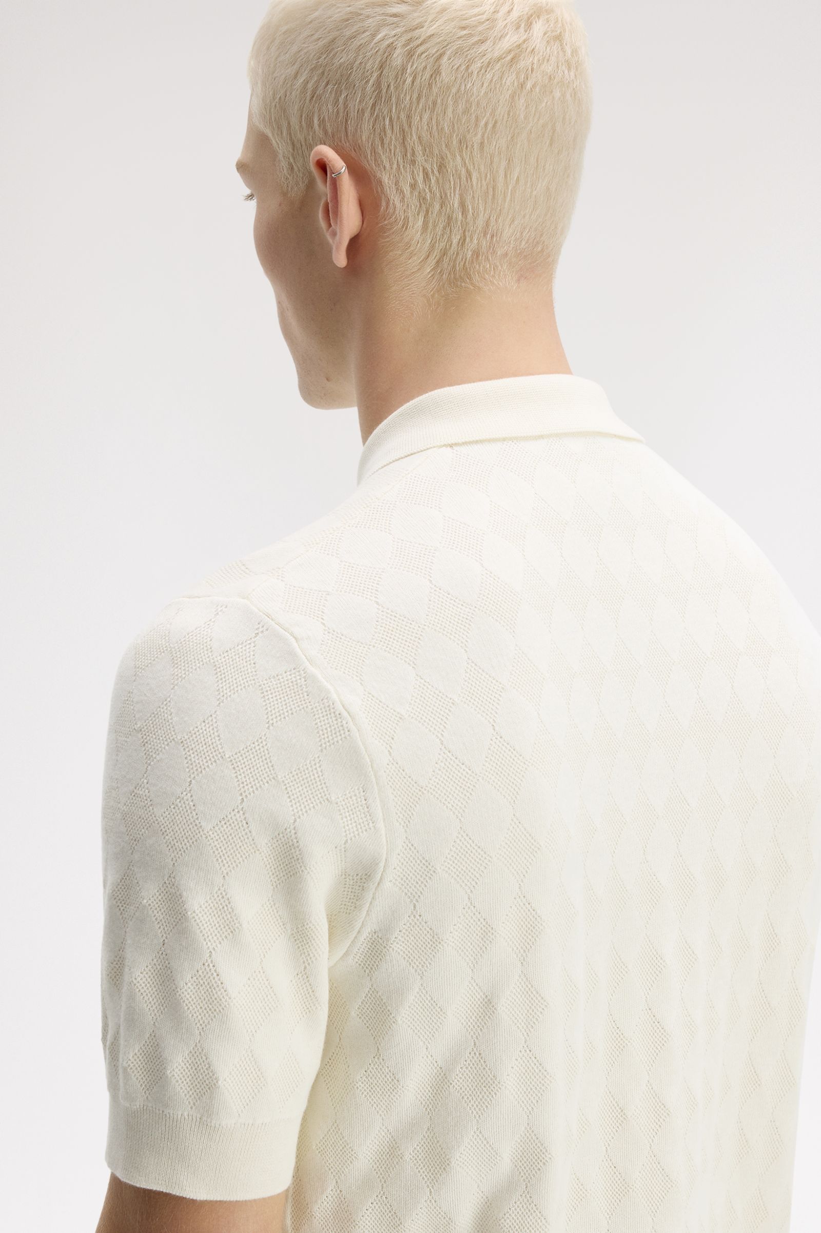 Fred Perry Pointelle Knitted Shirt (Ecru)