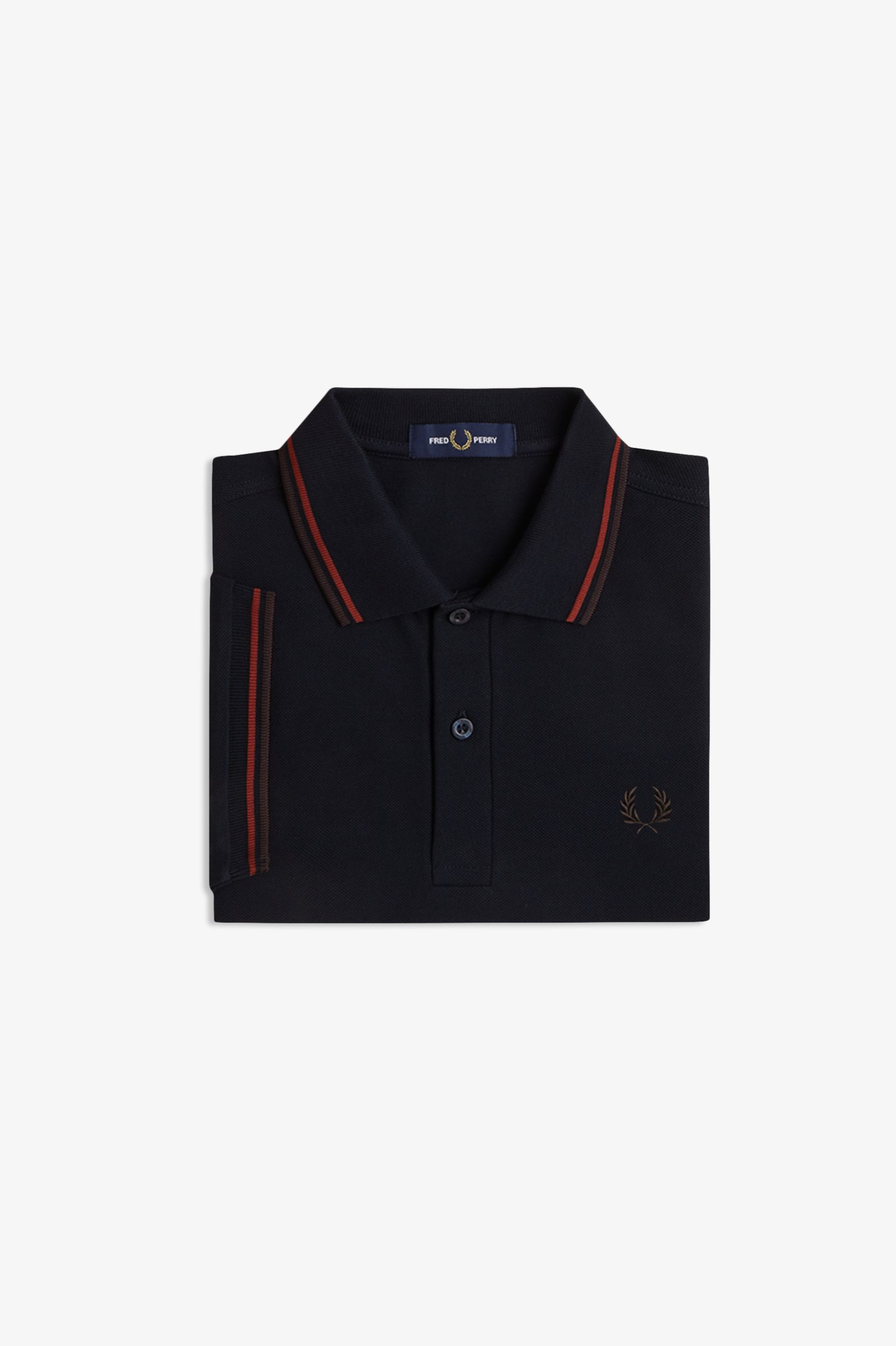 Fred Perry M3600 Twin Tipped Polo Shirt (Navy/Brandy/Rich Brown) 