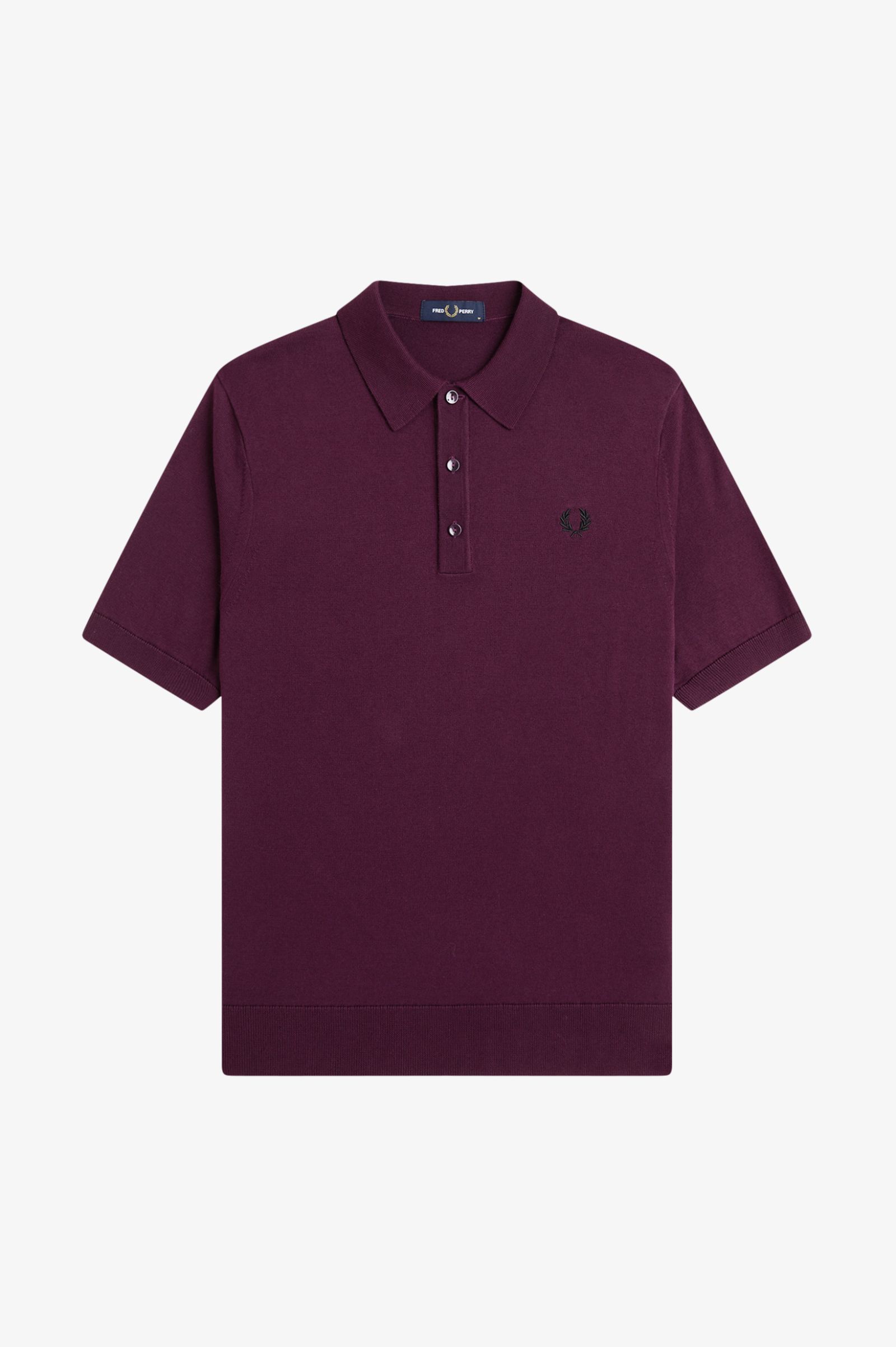 Fred Perry Cotton Knitted Shirt (Plum)