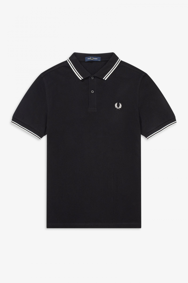 Fred Perry Poloshirt Schwarz/Weiss M3600-XL