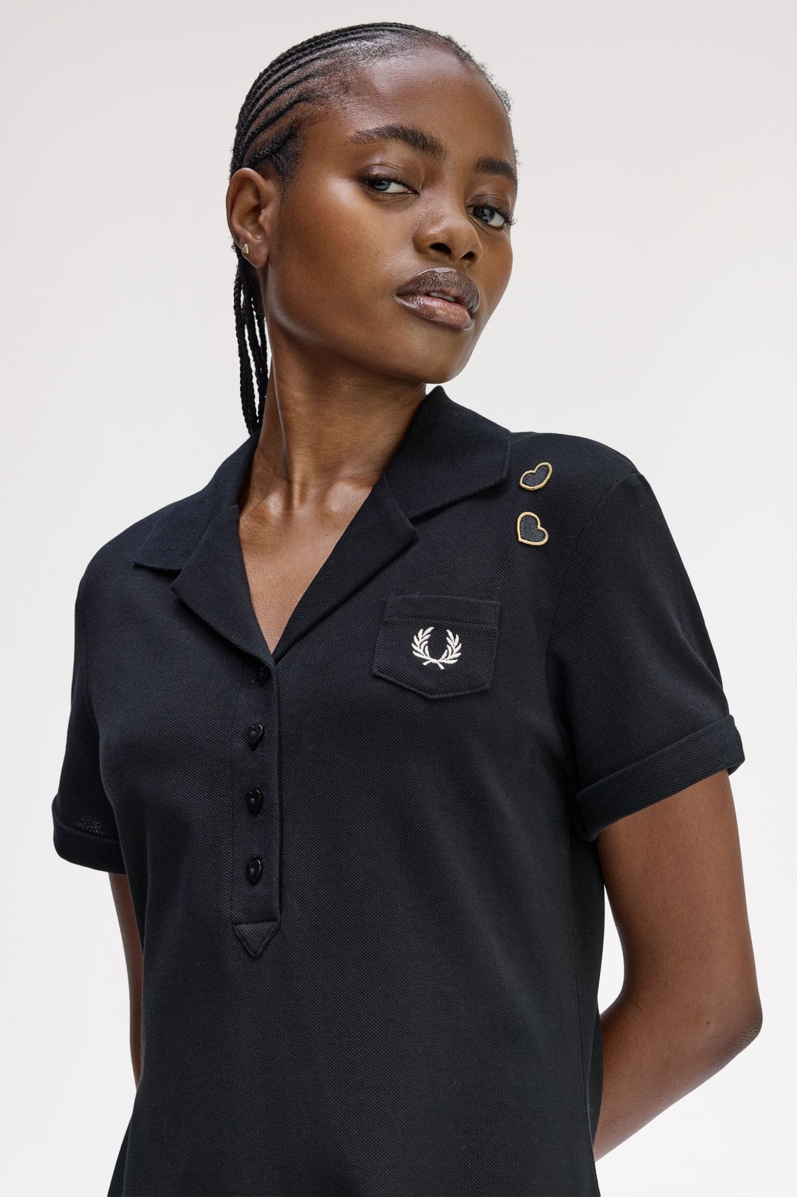 Fred Perry Amy Winehouse Pocket Detail Pique Dress (Black)