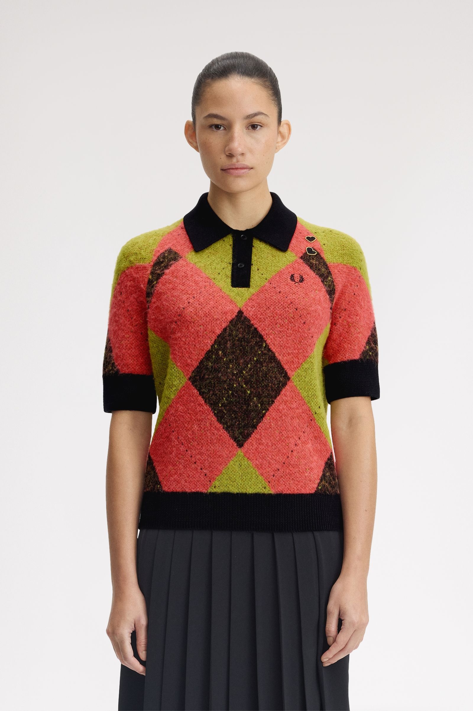 Fred Perry Brushed Argyle Knitted Shirt (Flamingo Tan)