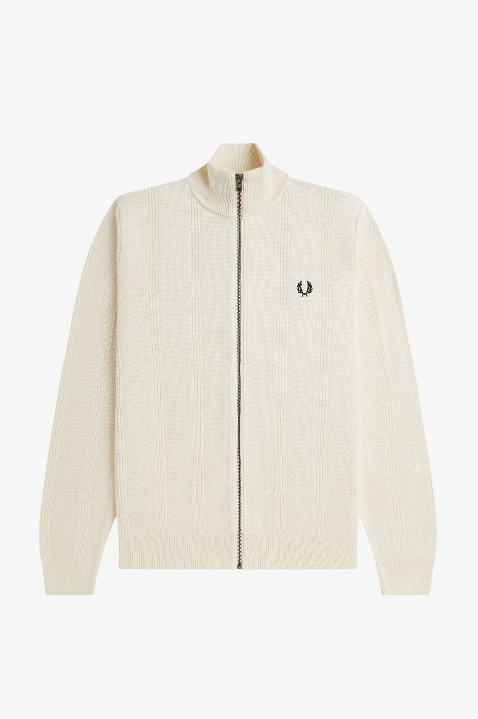 Fred Perry Textured Zip Through Cardigan (Ecru)
