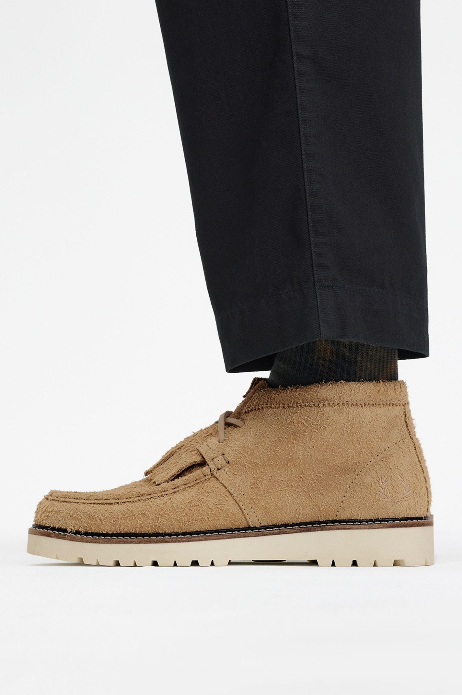 Fred Perry Mid Kenney Hairy Suede in Warm Stone