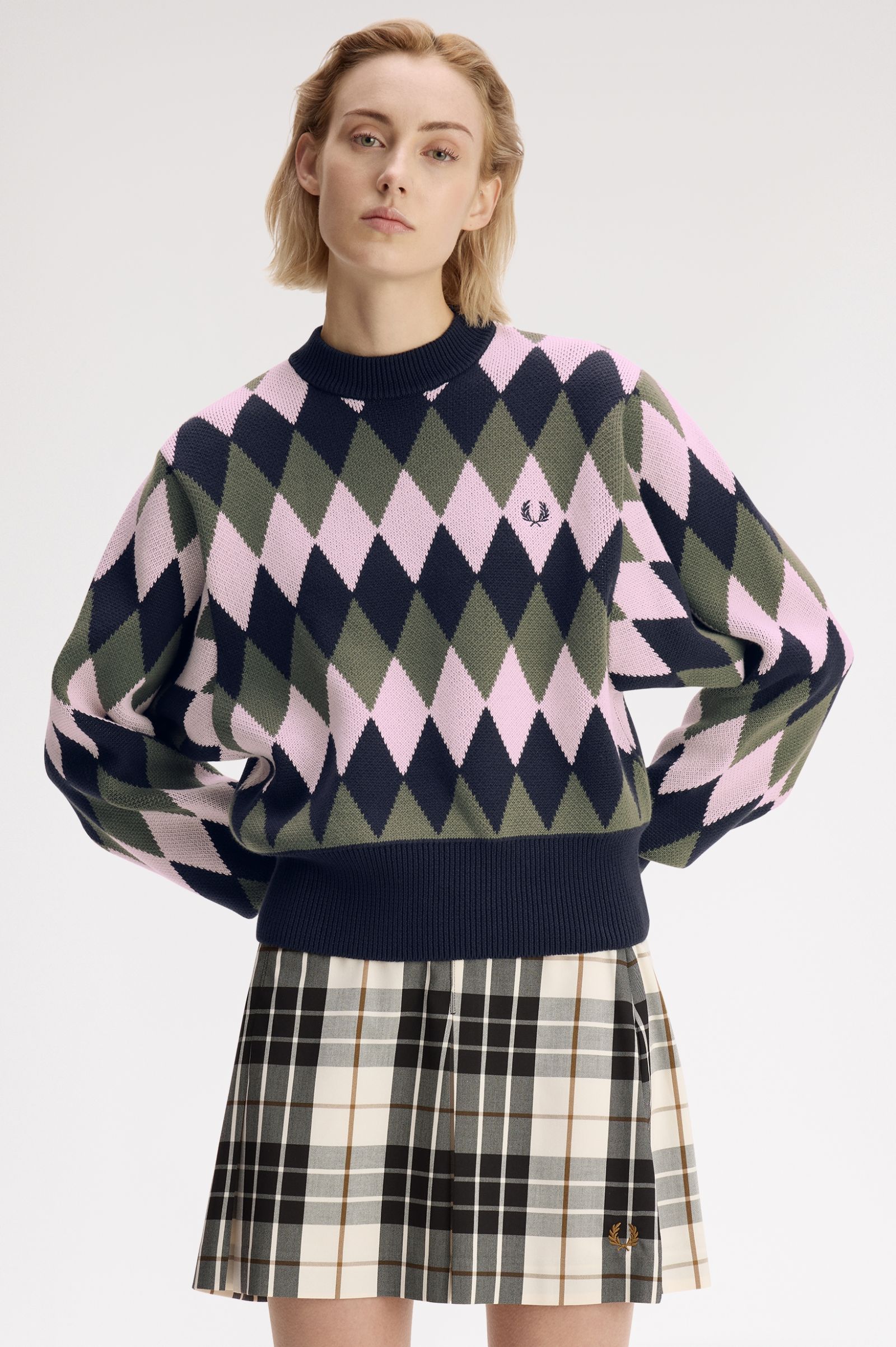 Fred Perry Diamond Jacquard Jumper (Navy)