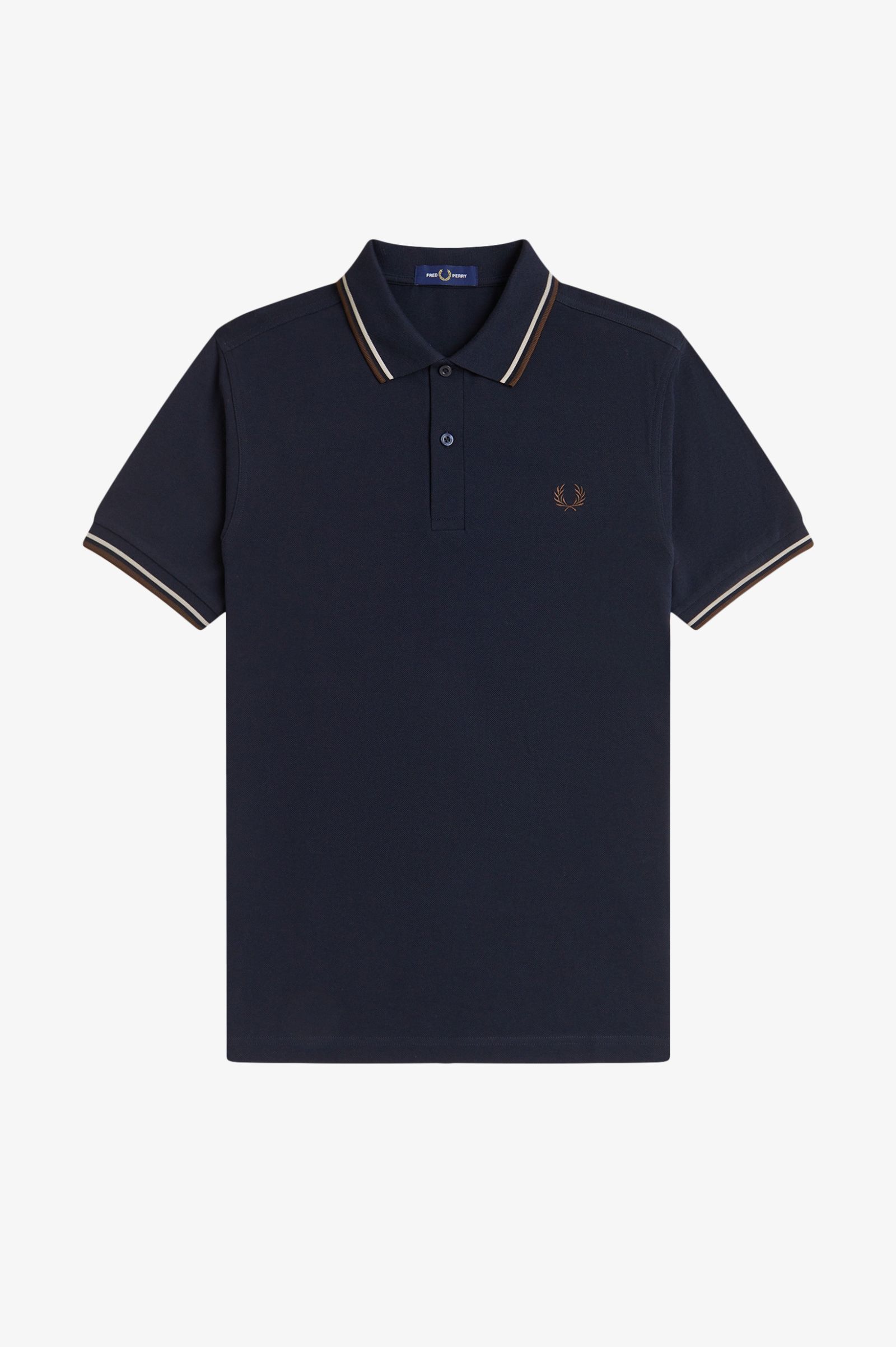 Fred Perry M3600 Twin Tipped Shirt (Marineblue/Warm Beige/Burned Tobacco)