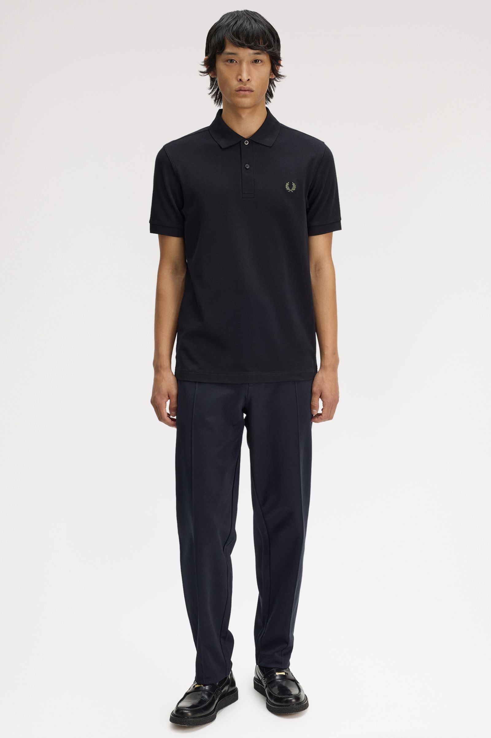Fred Perry M6000 Polo Shirt (Black/Laurel Wreath Green)