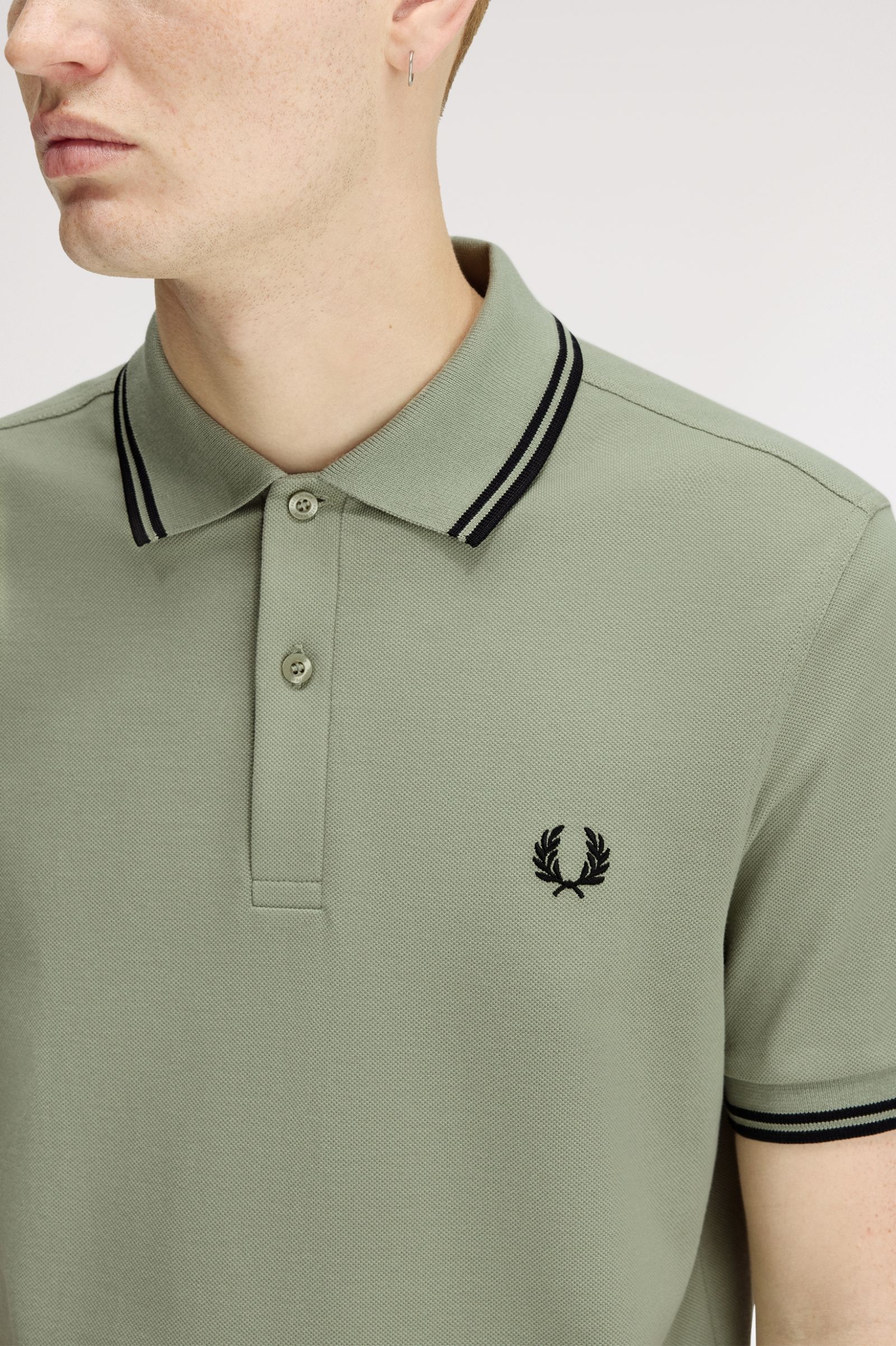 Fred Perry Twin Tipped Polo Shirt (Seagrass/Black)
