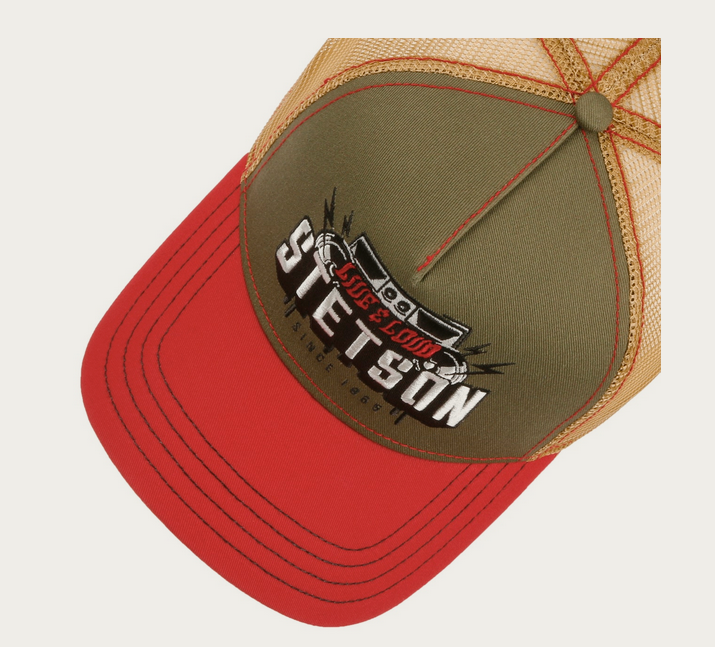 Stetswon Festival Live and Loud Trucker Cap in Beige-Red