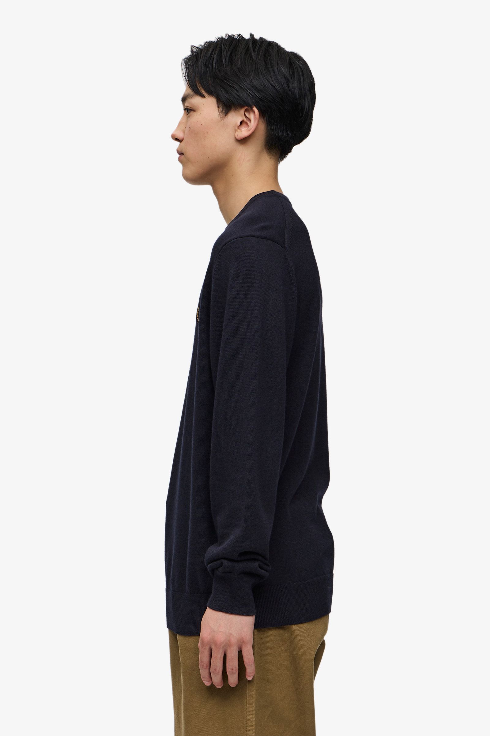 Fred Perry Classic Crew Neck Jumper in Navy