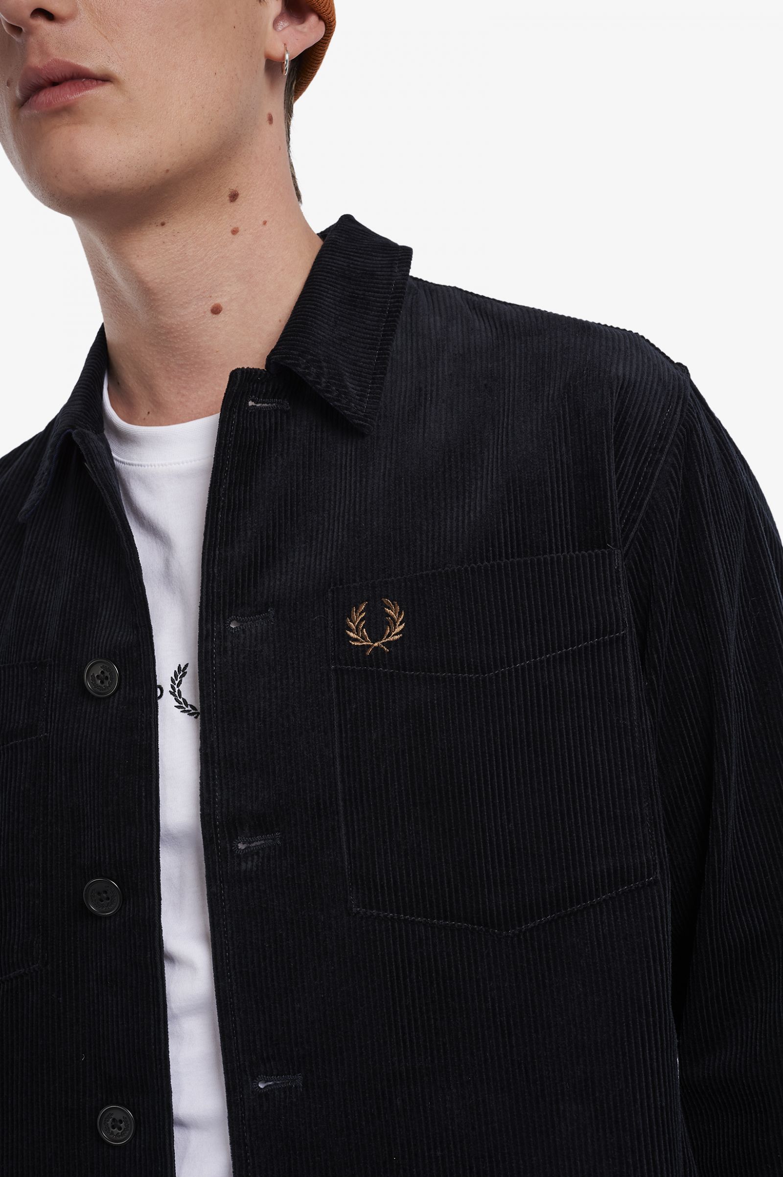 Fred Perry Cord-Hemdjacke Marineblau