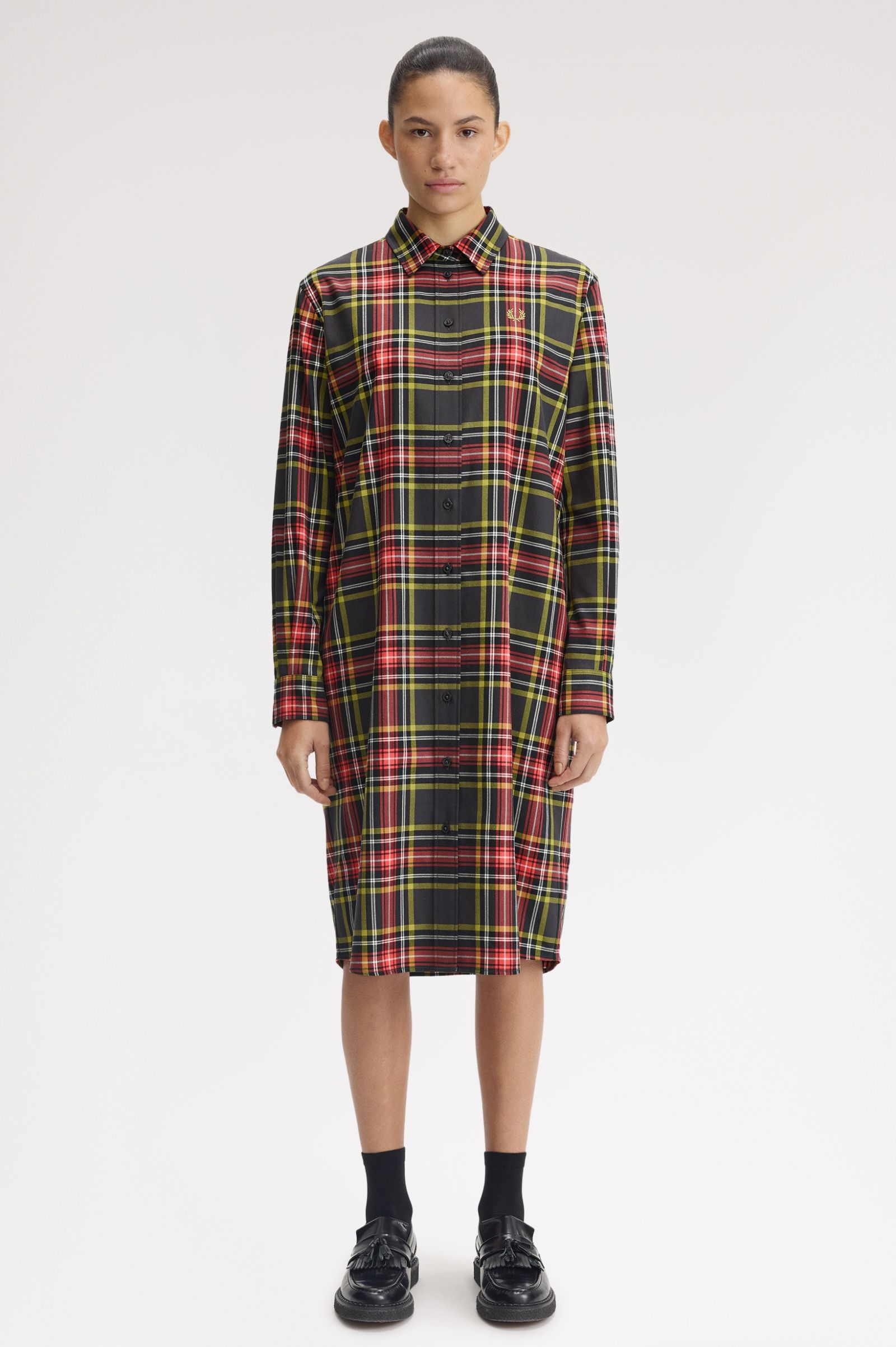 Fred Perry Tartan Shirt Dress (Anchor Grey)