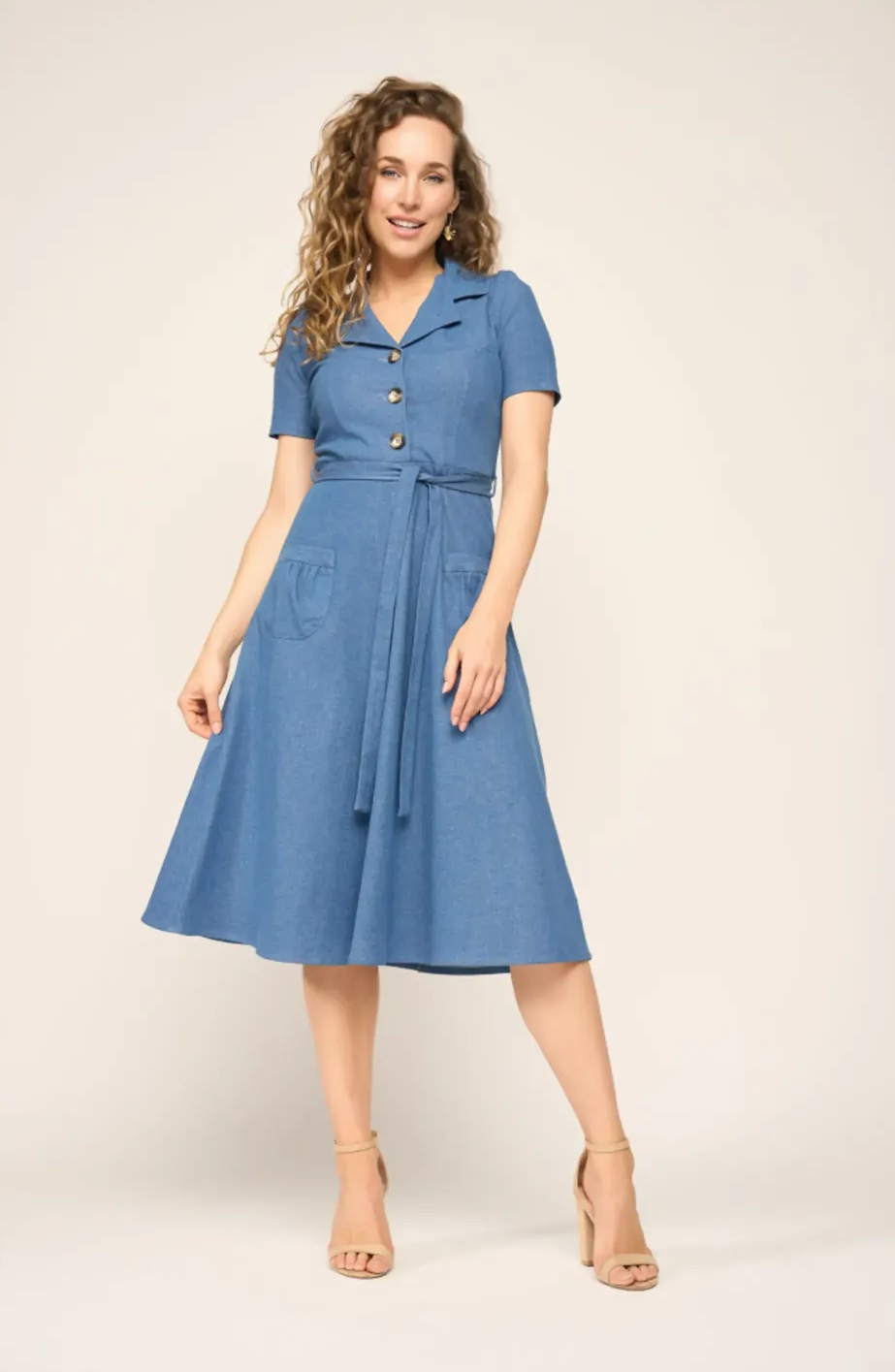 Very Cherry Revers Dress Midi (Light Denim)
